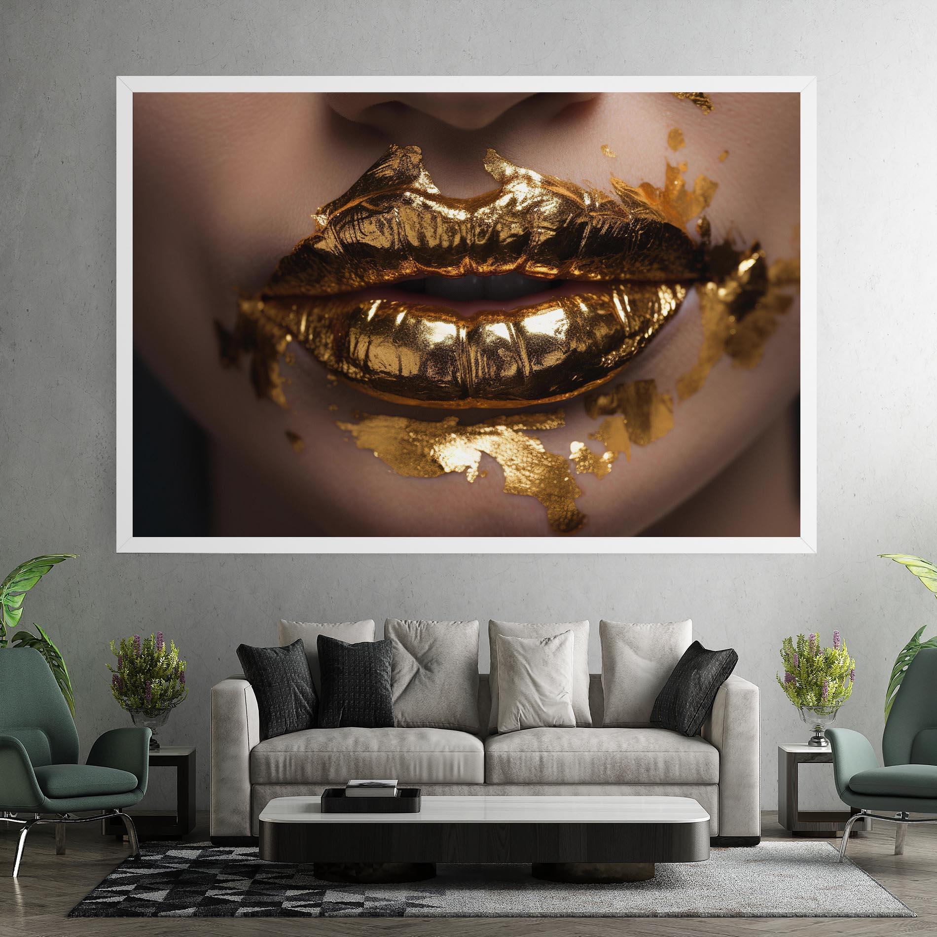 Tablou Canvas Close Gold Lips mockup 7