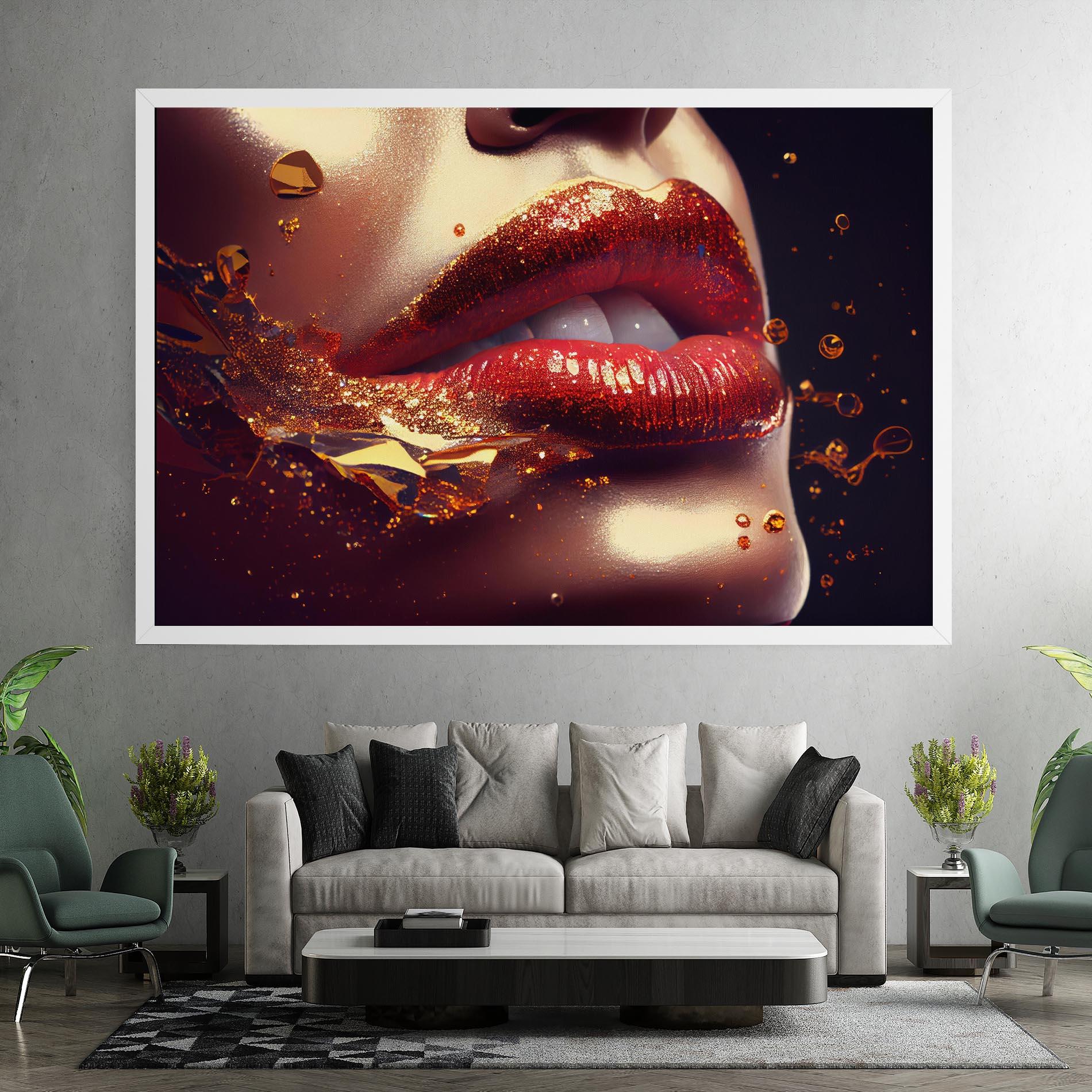 Tablou Canvas Gold Glitter Lips mockup 7
