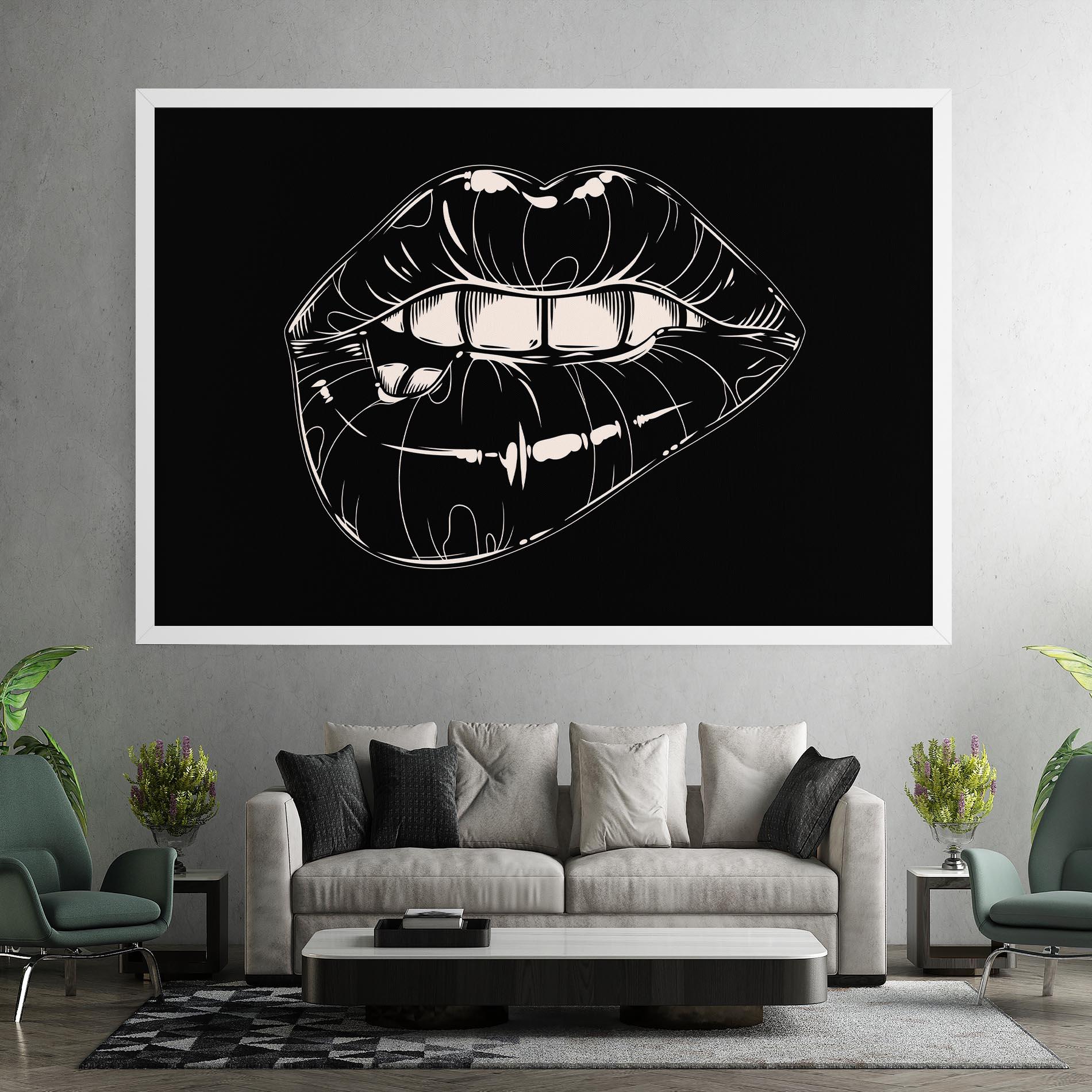 Tablou Canvas Juicy Lips On Black mockup 7