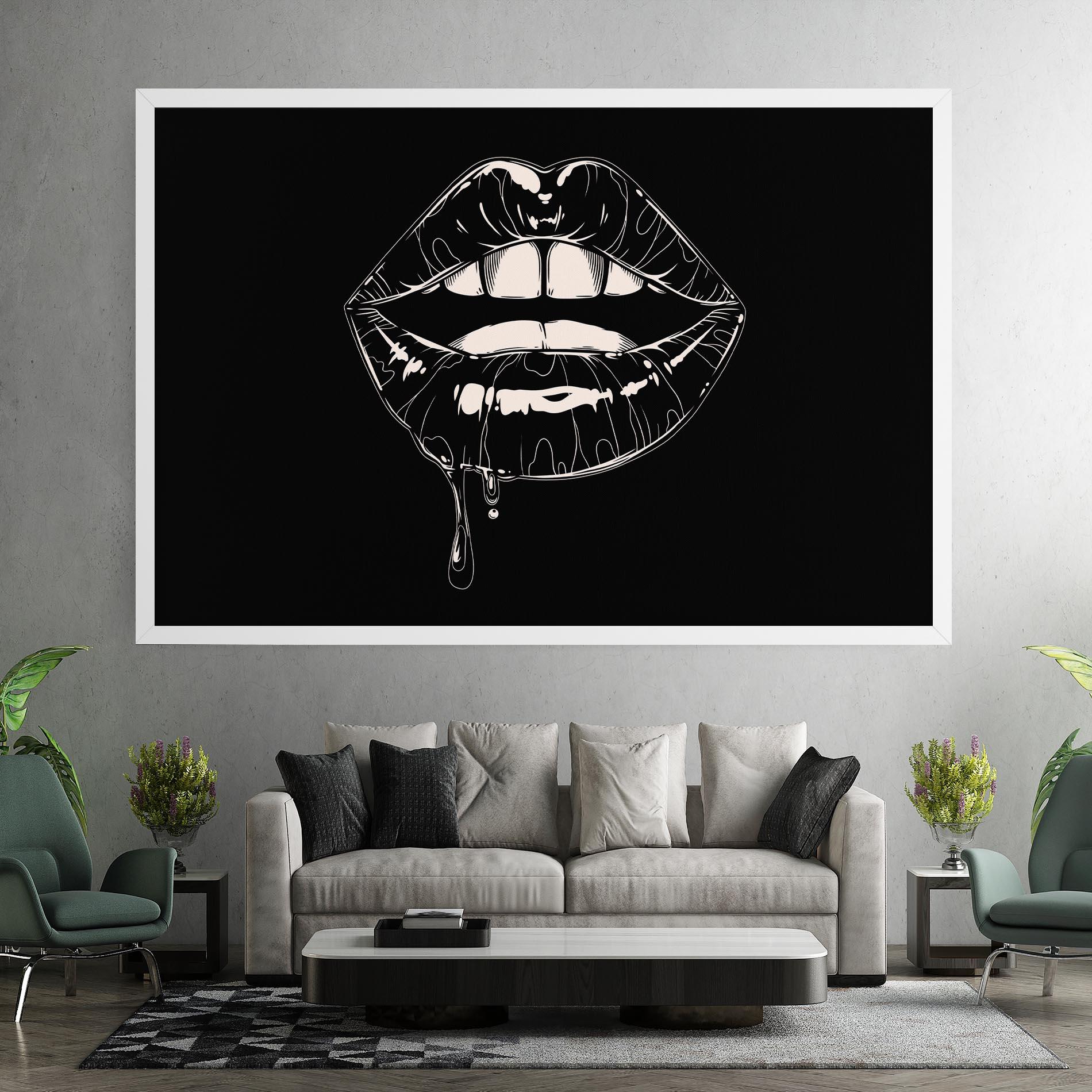 Tablou Canvas Open Lips On Black mockup 7