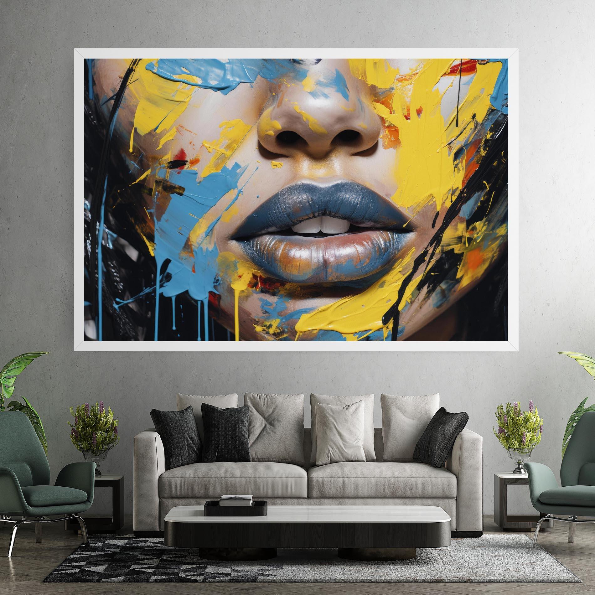Tablou Canvas Yellow Blue Lips Art mockup 7