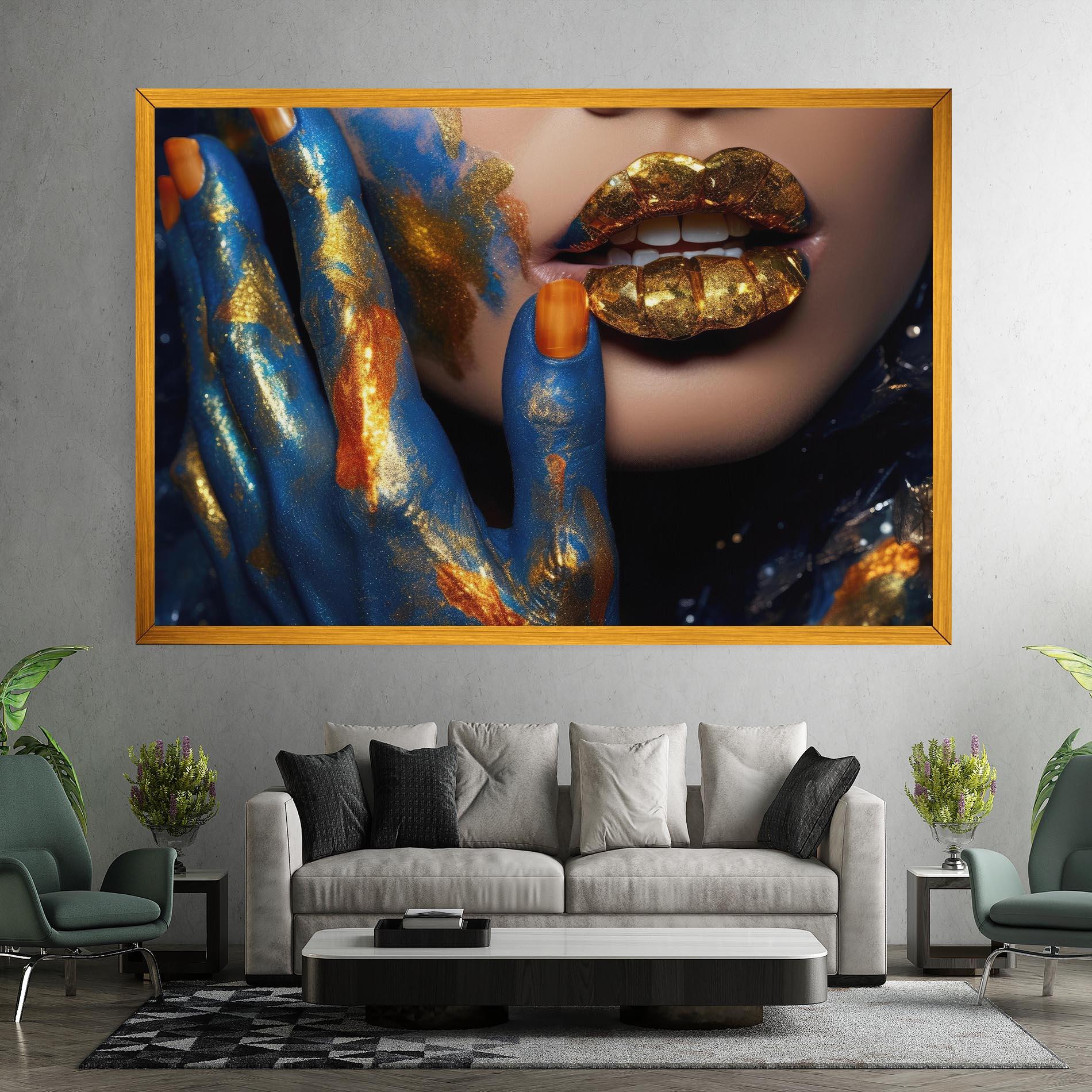 Tablou Canvas Blue Hand Lips mockup 7