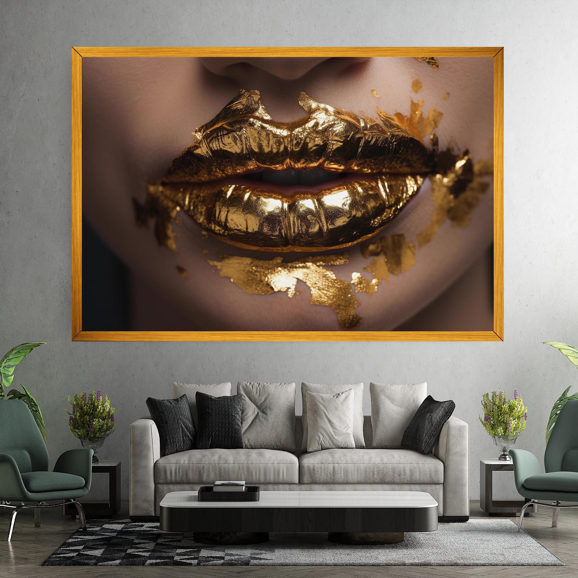 Tablou Canvas Close Gold Lips mockup 7