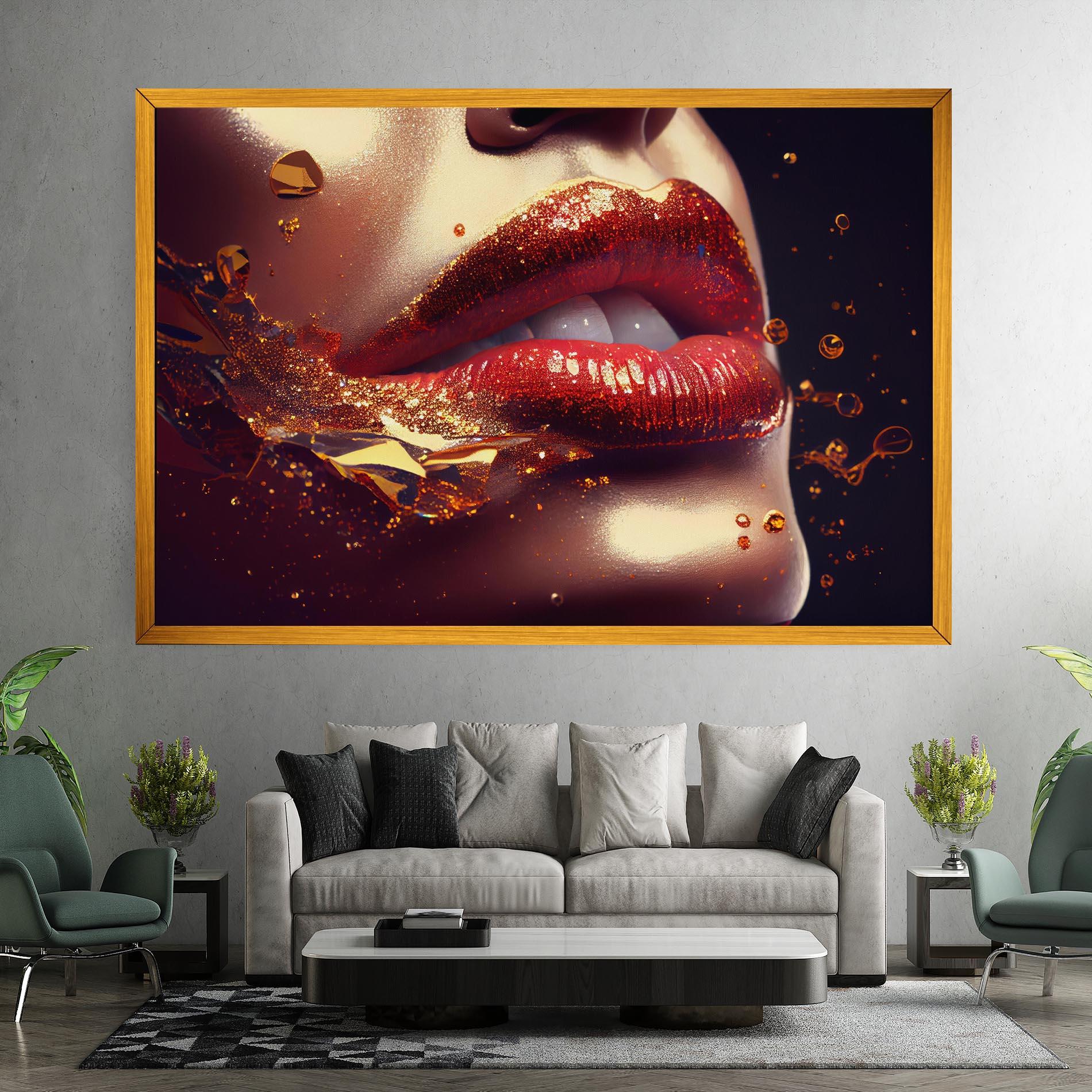 Tablou Canvas Gold Glitter Lips mockup 7