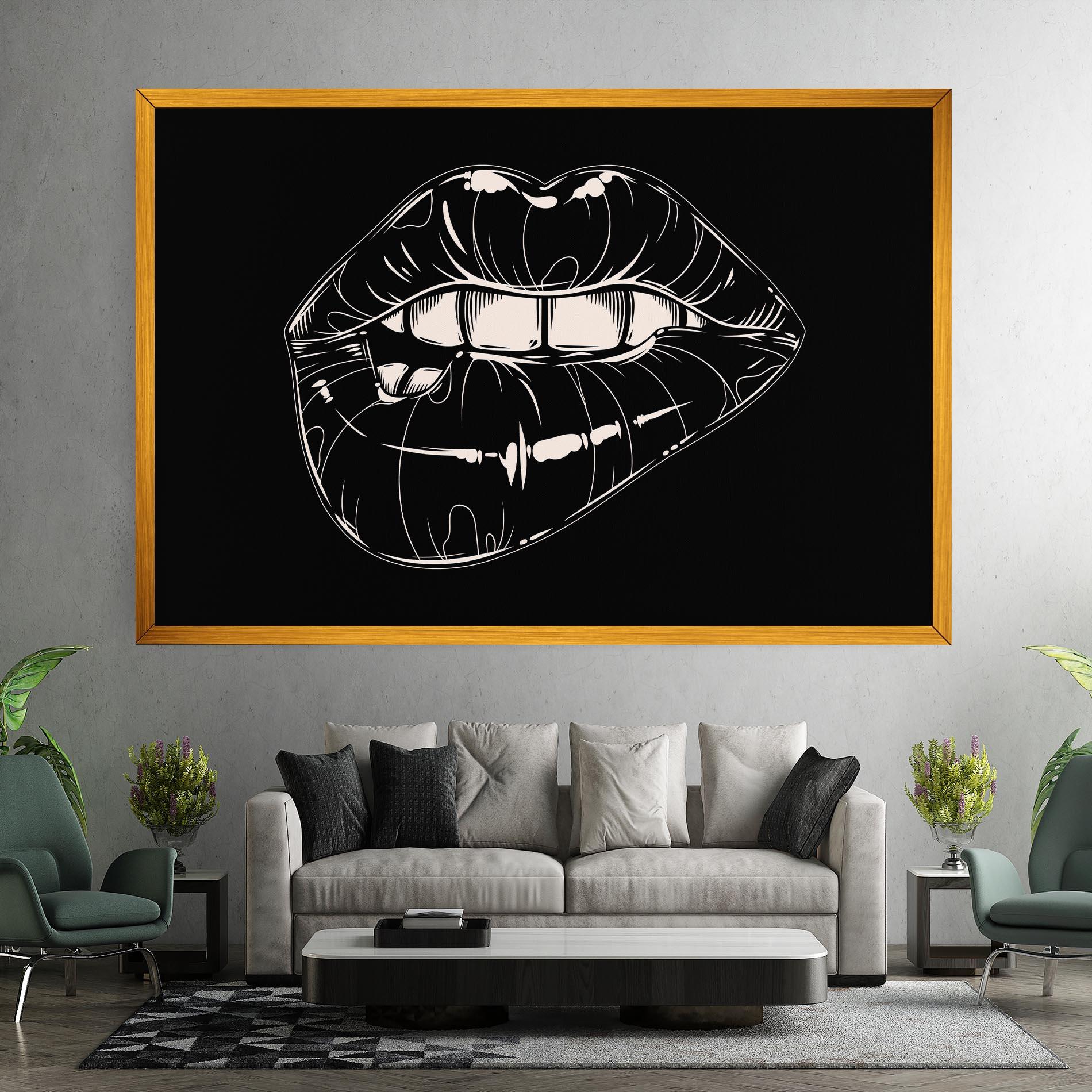 Tablou Canvas Juicy Lips On Black mockup 7