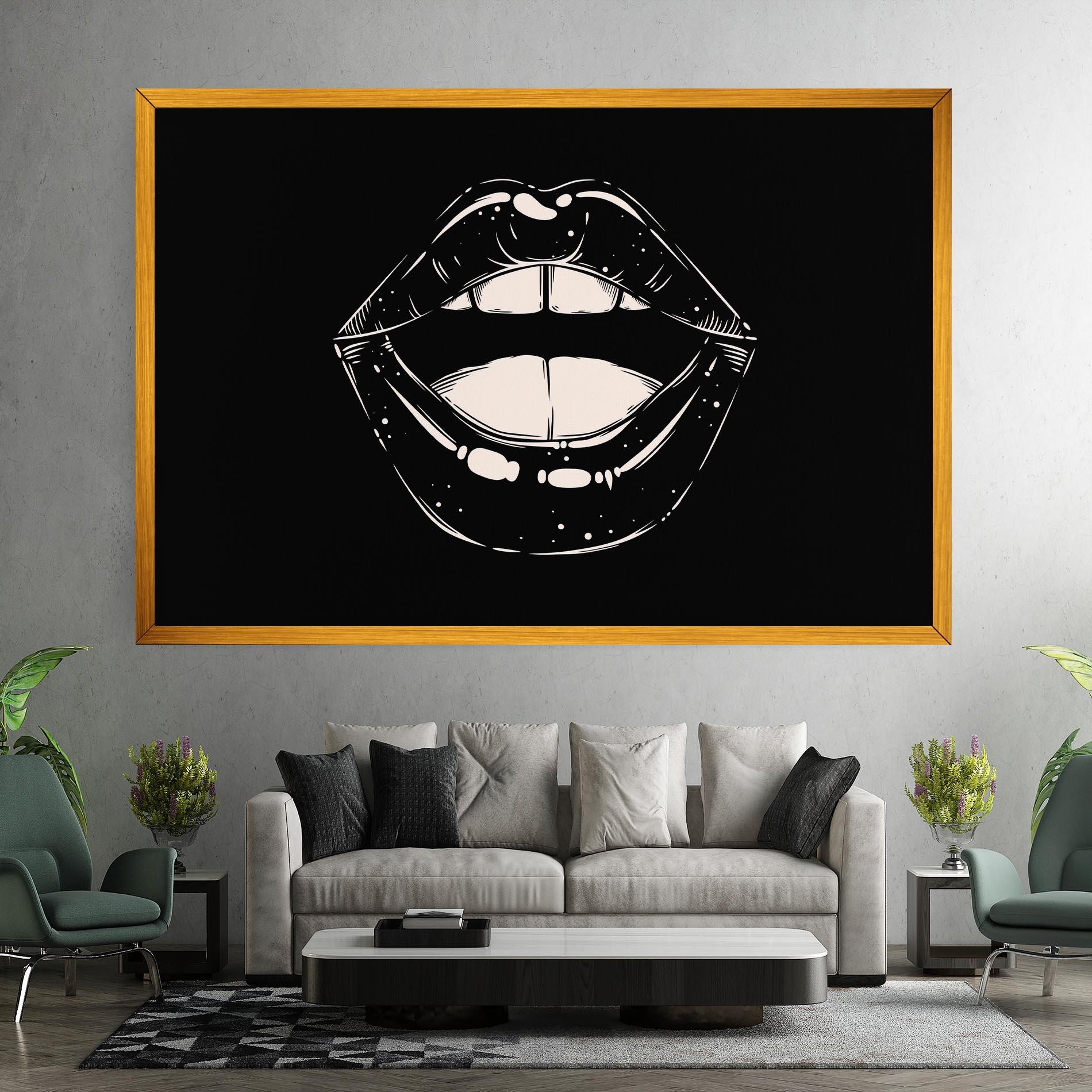 Tablou Canvas Lips On Black mockup 7