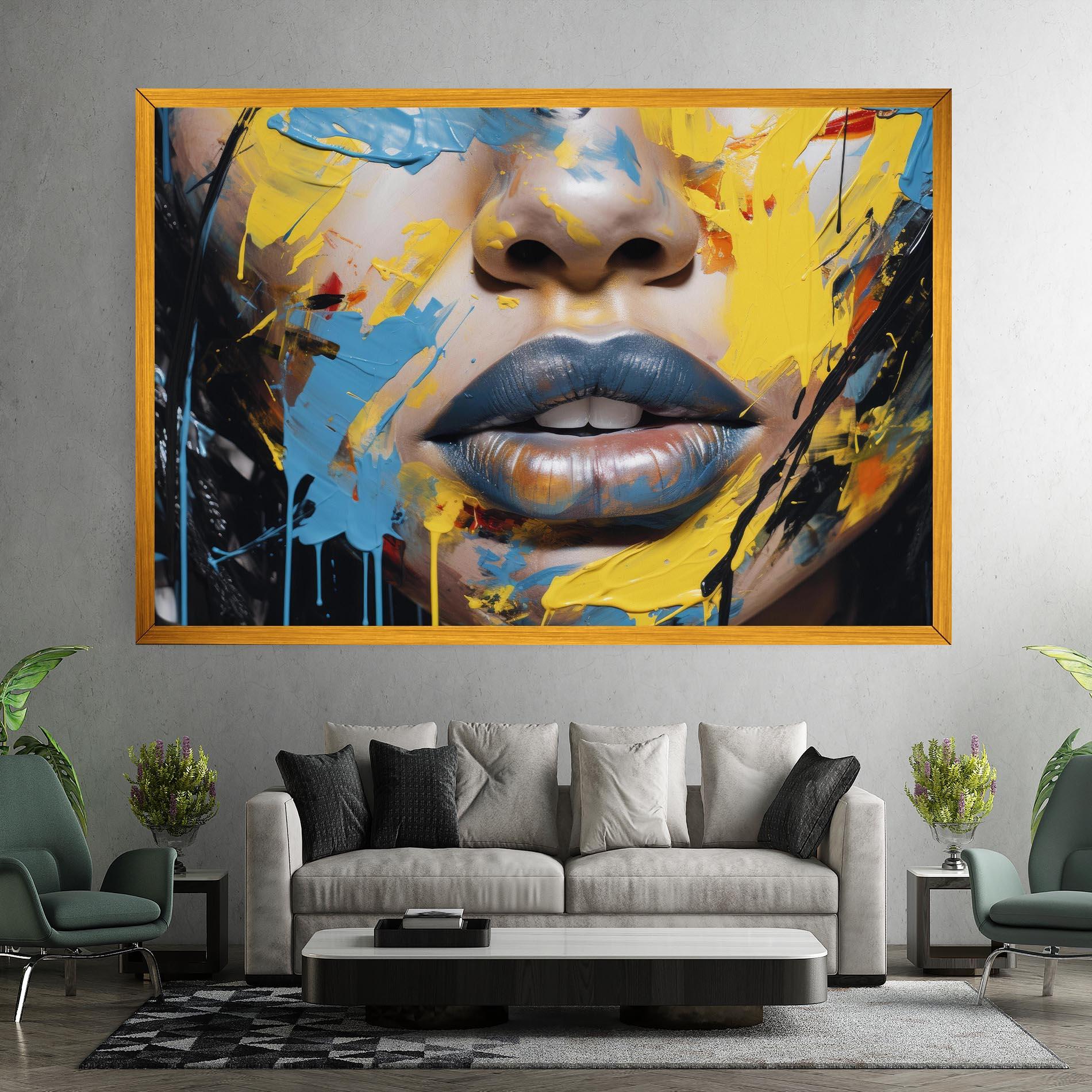 Tablou Canvas Yellow Blue Lips Art mockup 7