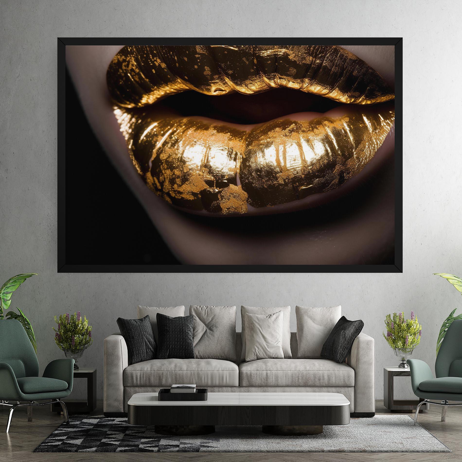 Tablou Canvas Big Gold Lips mockup 7