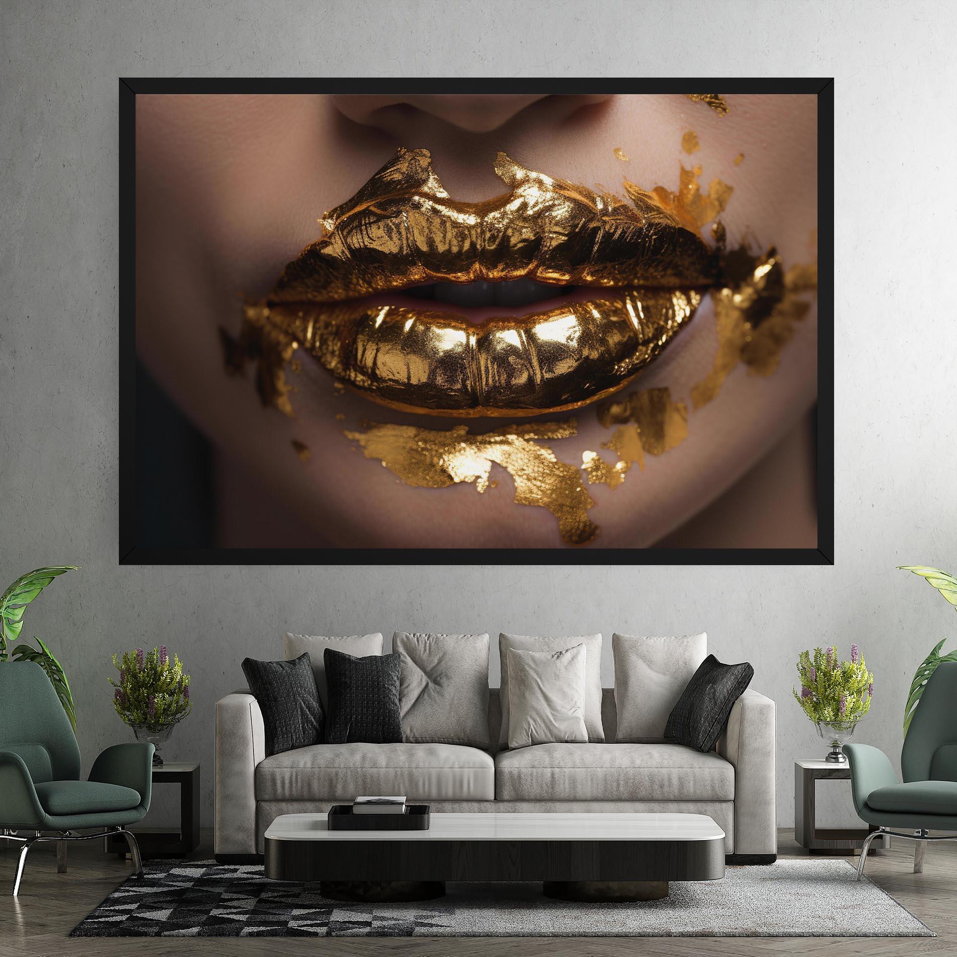 Tablou Canvas Close Gold Lips mockup 7