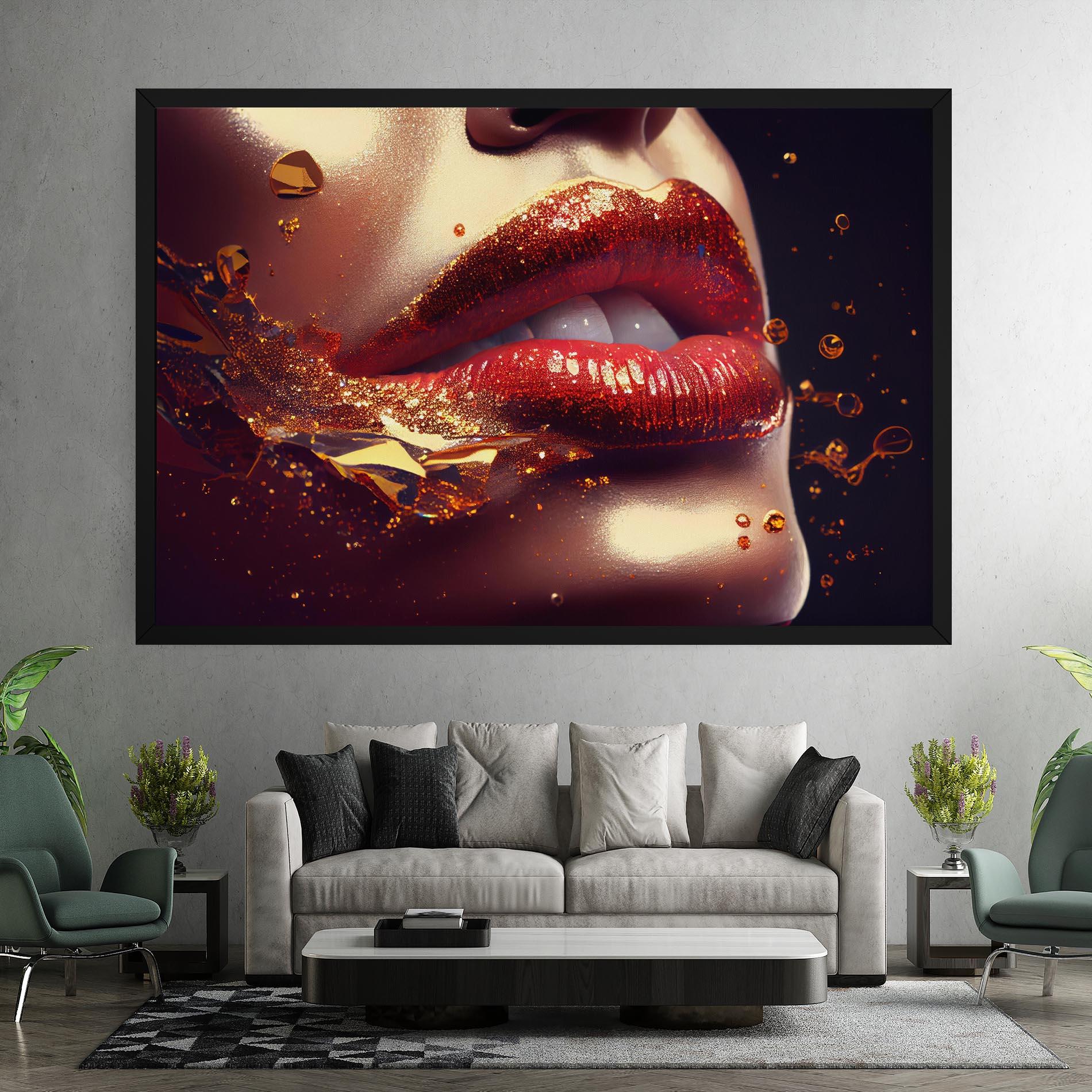 Tablou Canvas Gold Glitter Lips mockup 7
