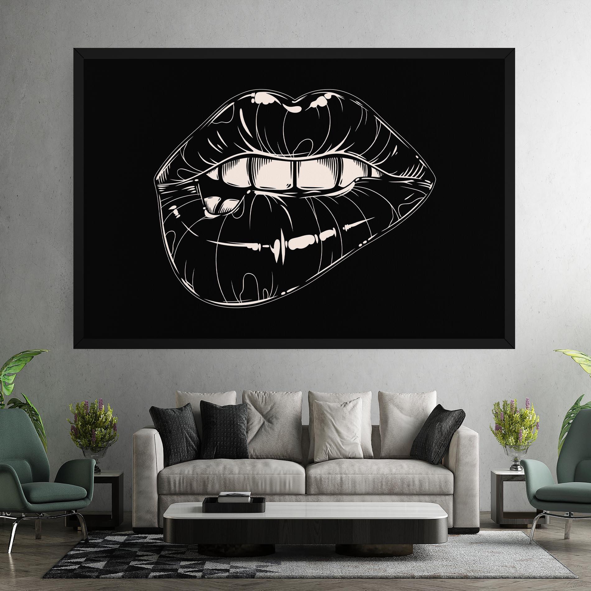 Tablou Canvas Juicy Lips On Black mockup 7