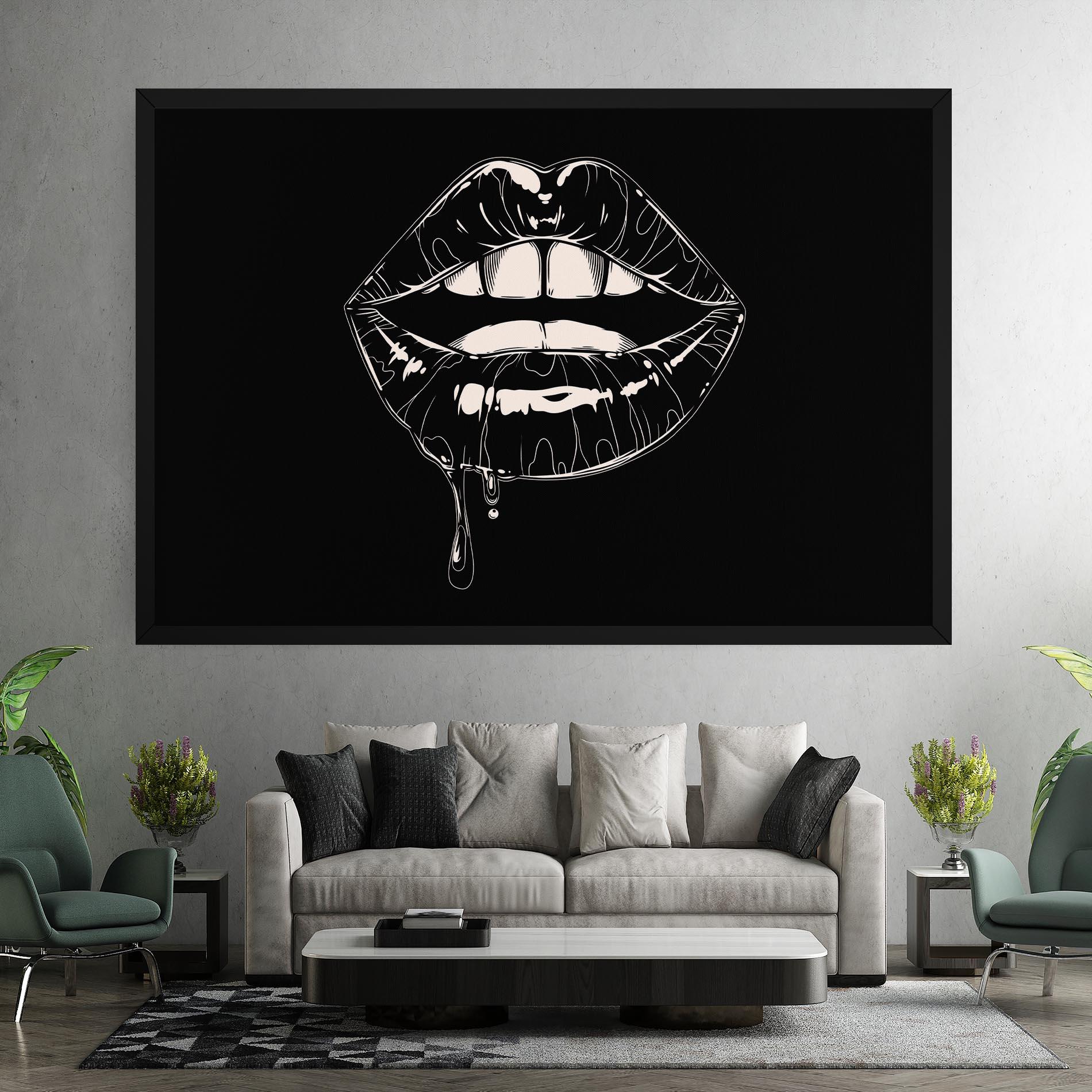 Tablou Canvas Open Lips On Black mockup 7