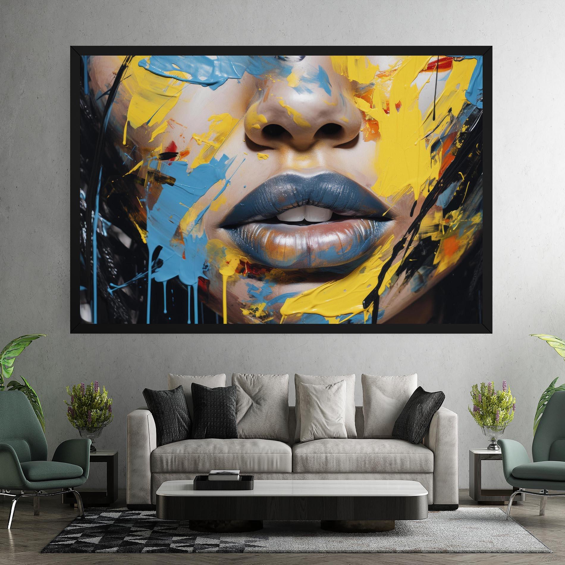 Tablou Canvas Yellow Blue Lips Art mockup 7