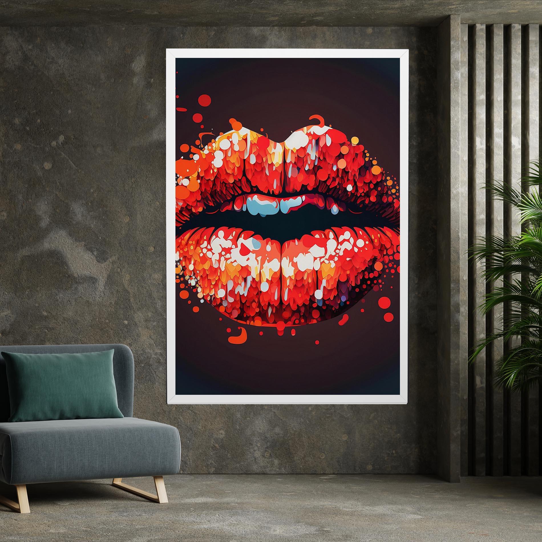 Tablou Canvas Red Lips With Word Lips It mockup 7