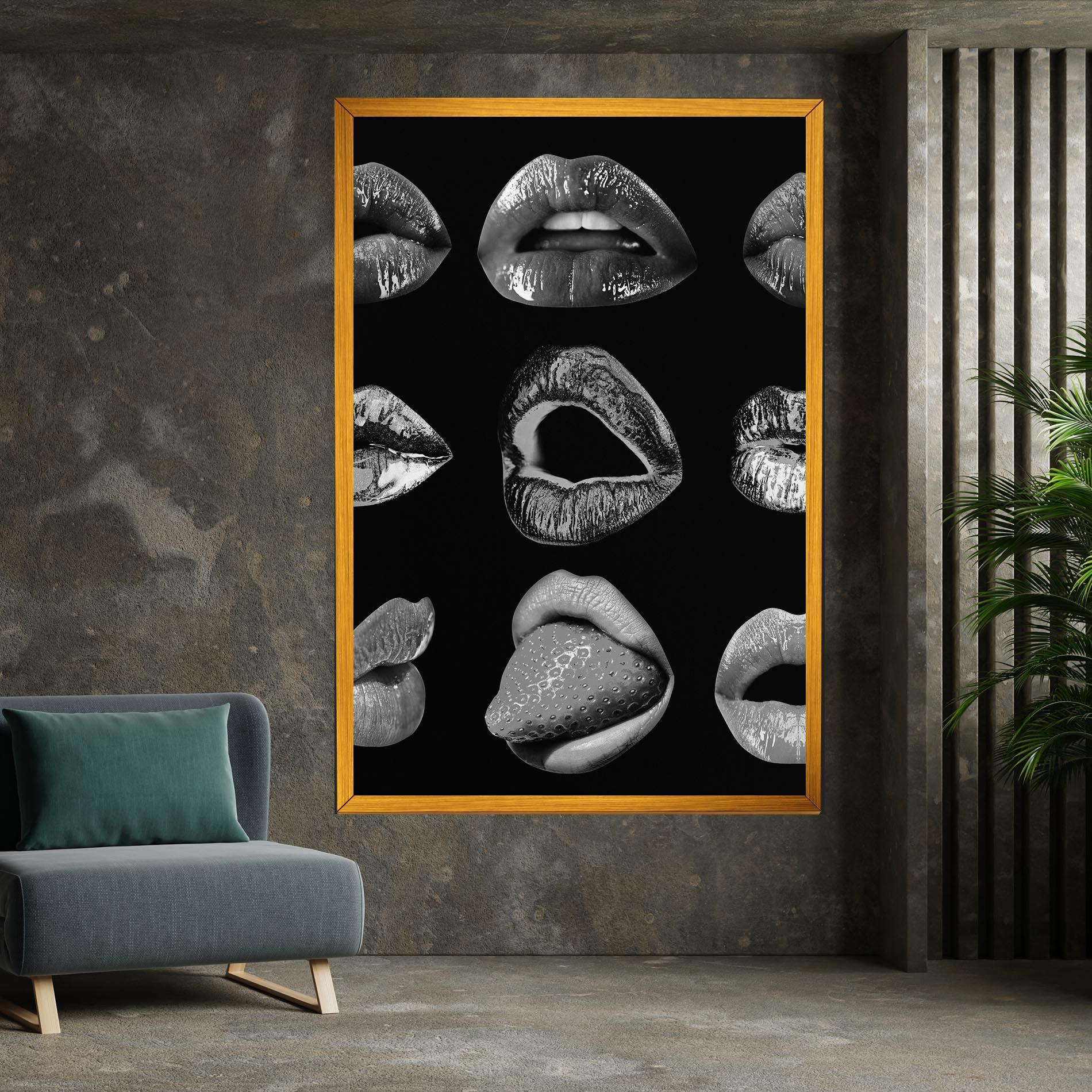 Tablou Canvas Grey Lips Collage mockup 7