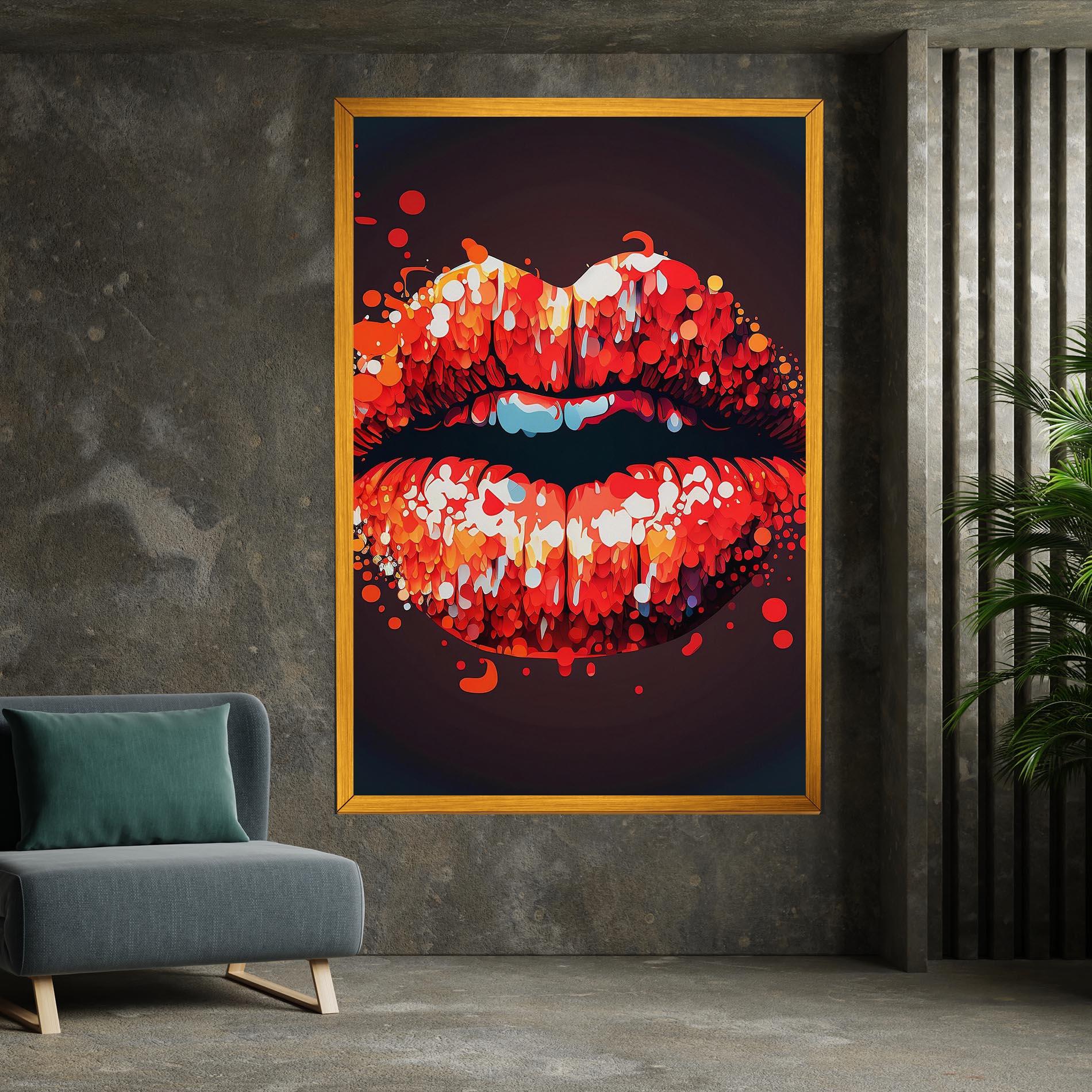 Tablou Canvas Red Lips With Word Lips It mockup 7