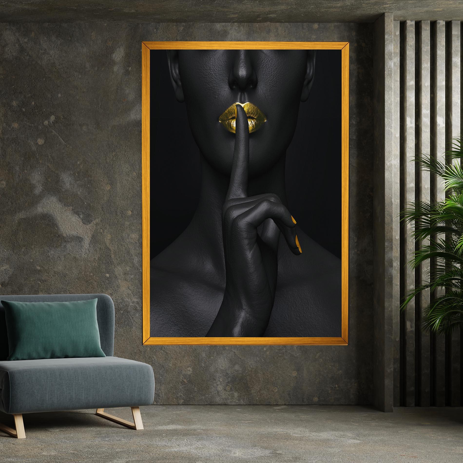 Tablou Canvas Silence Lips Portrait mockup 7