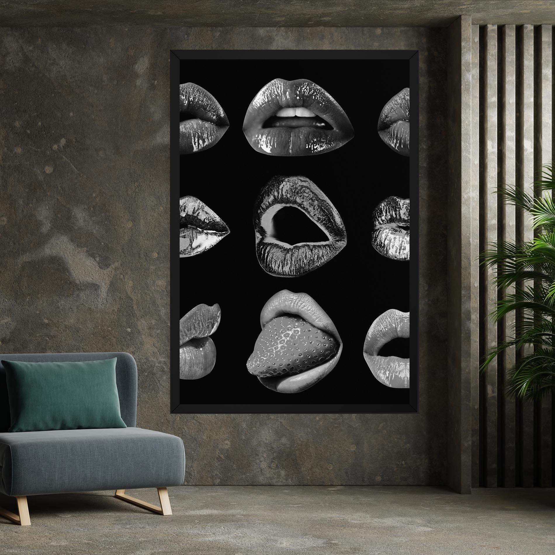 Tablou Canvas Grey Lips Collage mockup 7