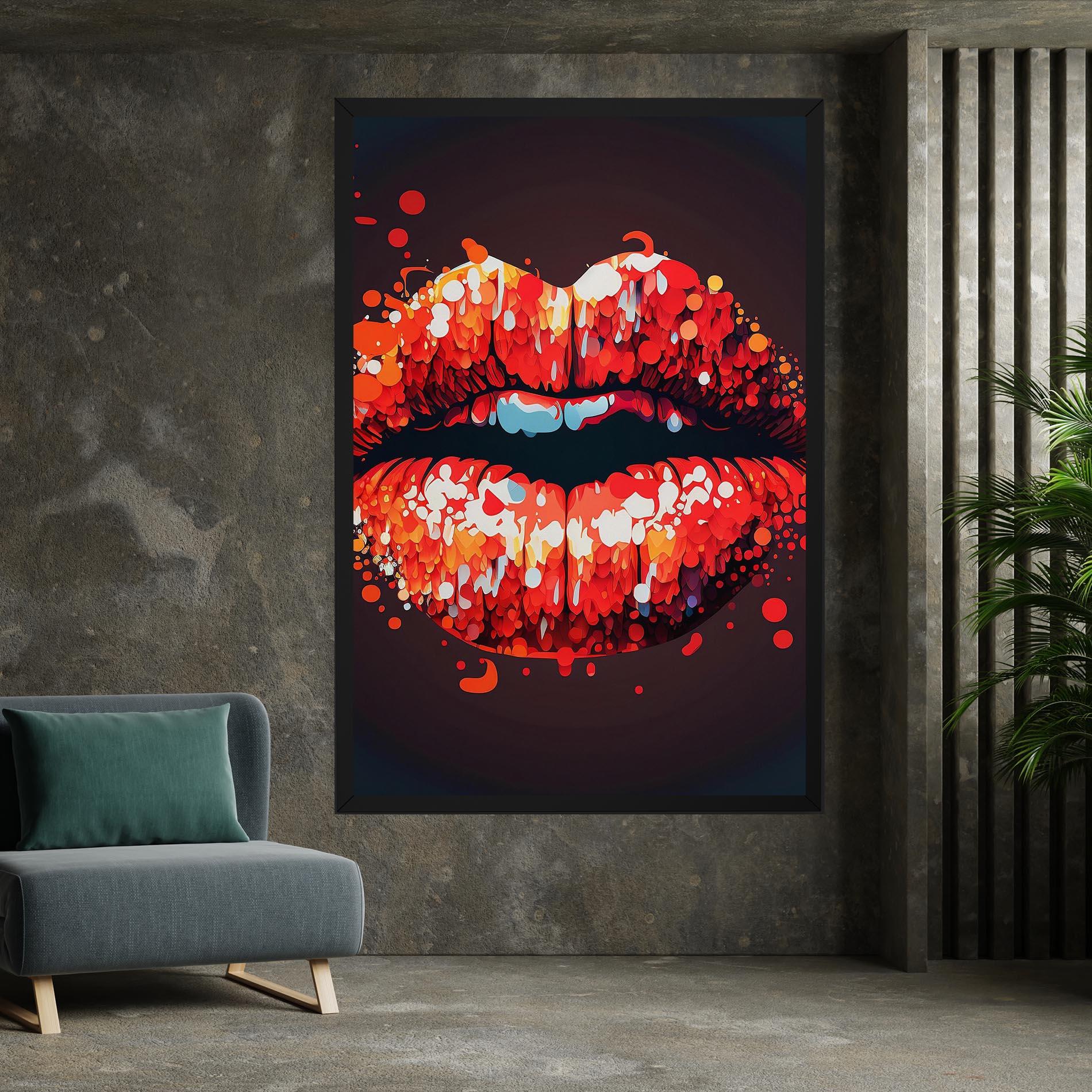 Tablou Canvas Red Lips With Word Lips It mockup 7