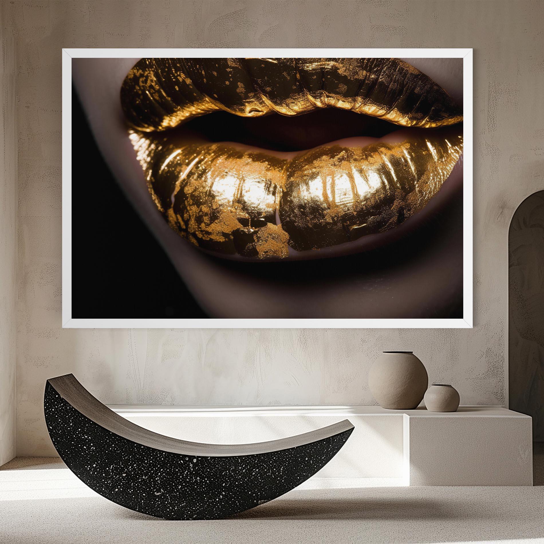 Tablou Canvas Big Gold Lips mockup 8
