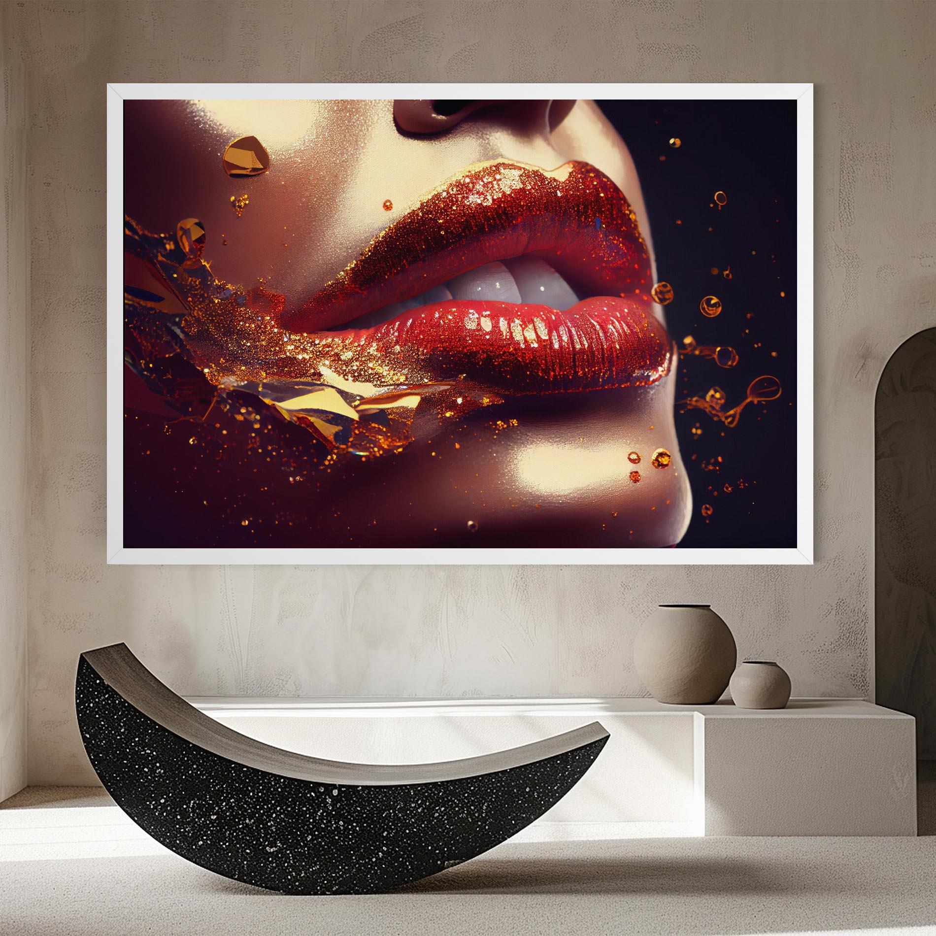 Tablou Canvas Gold Glitter Lips mockup 8