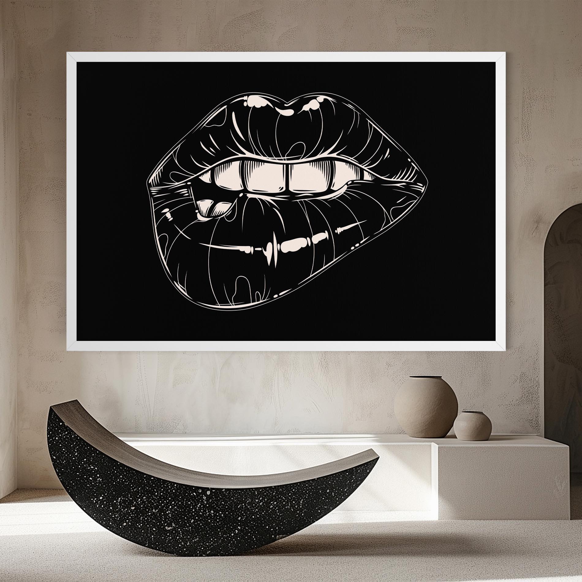 Tablou Canvas Juicy Lips On Black mockup 8