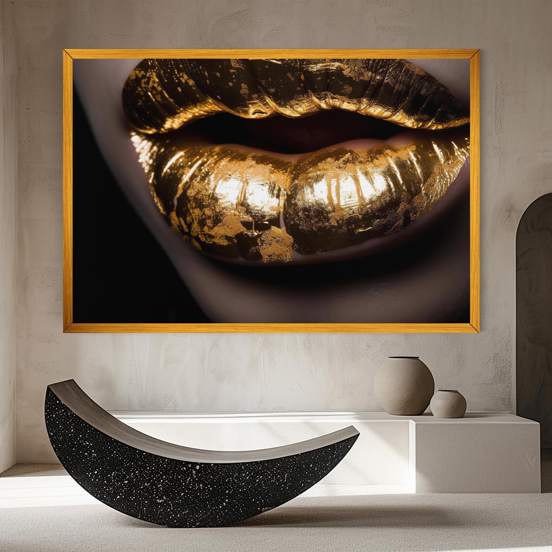Tablou Canvas Big Gold Lips mockup 8