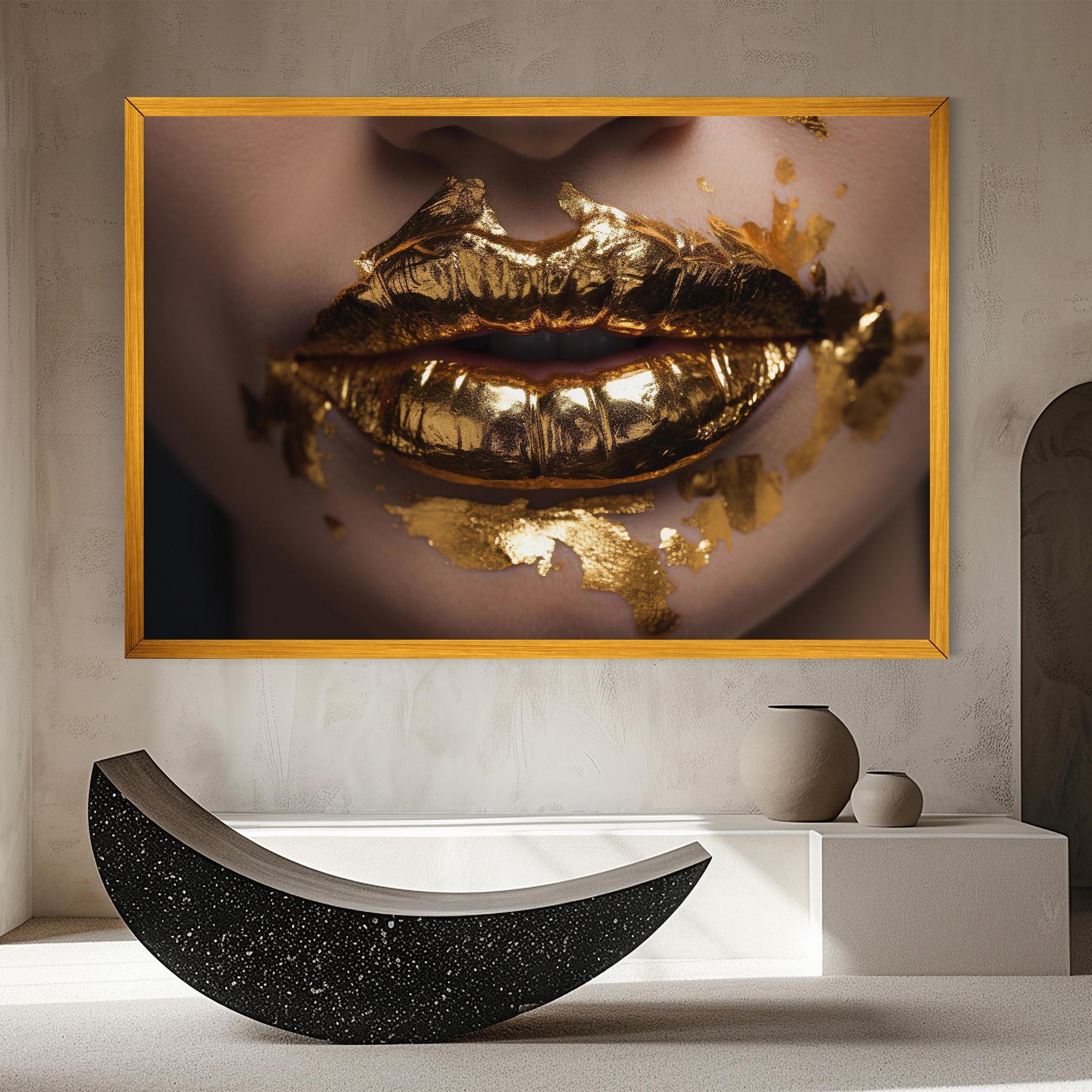 Tablou Canvas Close Gold Lips mockup 8