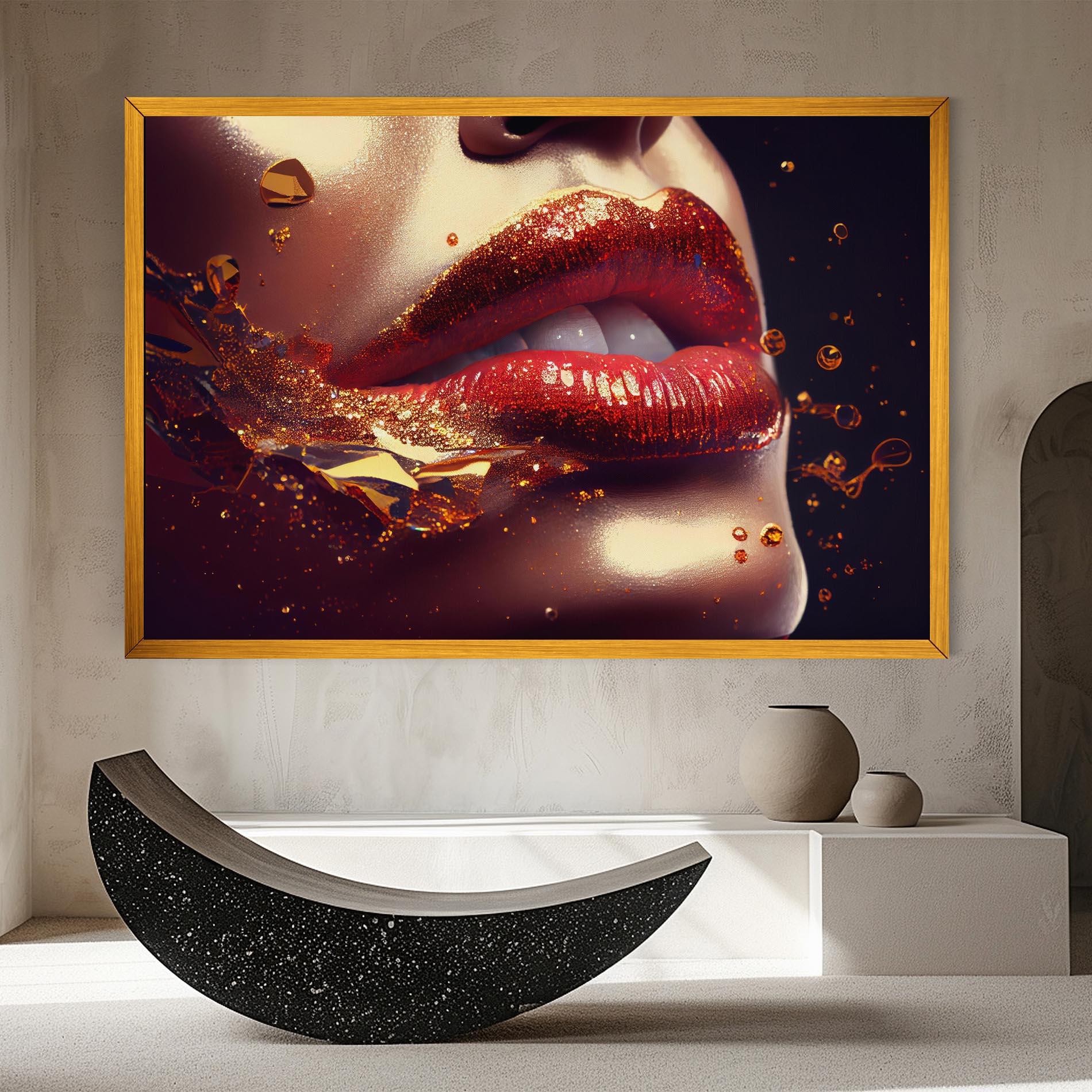 Tablou Canvas Gold Glitter Lips mockup 8