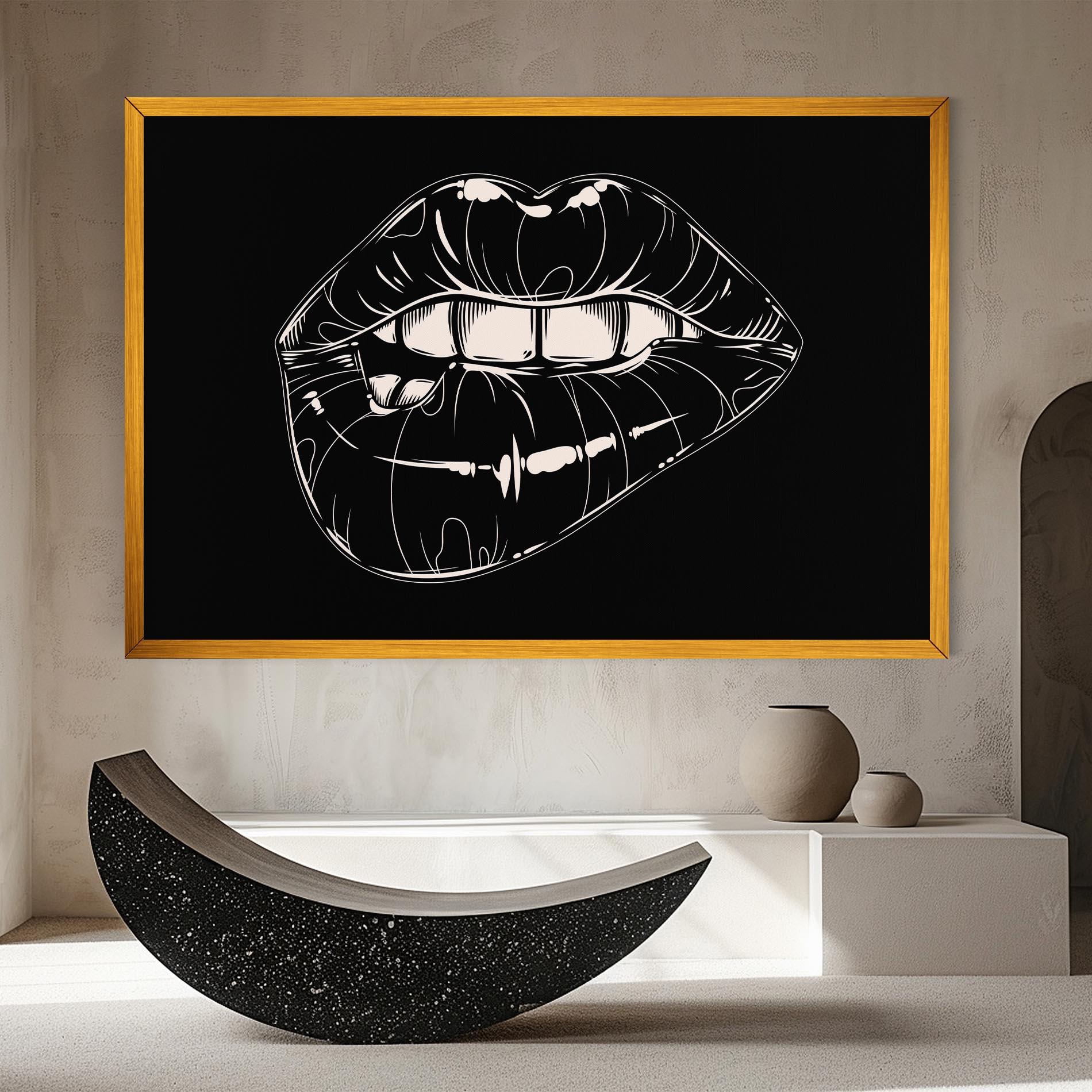 Tablou Canvas Juicy Lips On Black mockup 8