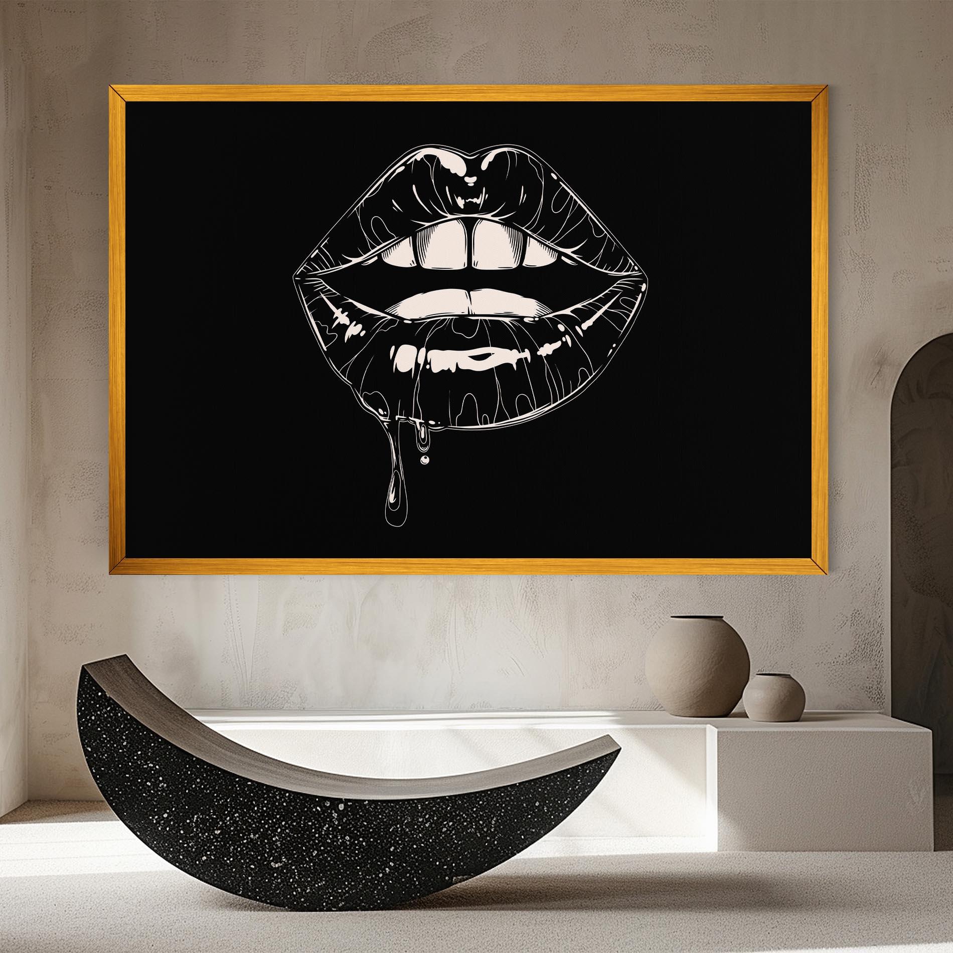 Tablou Canvas Open Lips On Black mockup 8