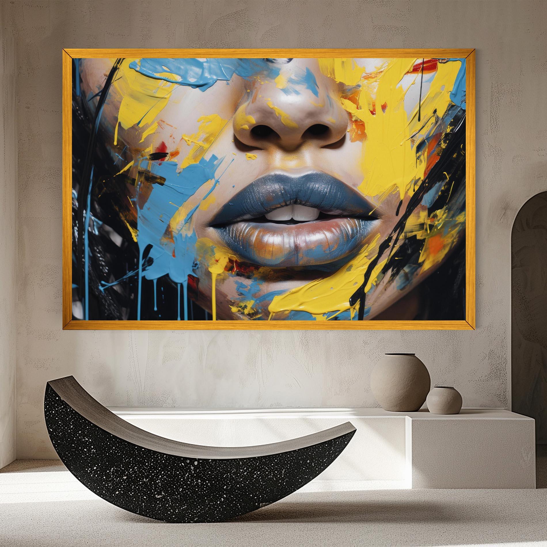 Tablou Canvas Yellow Blue Lips Art mockup 8