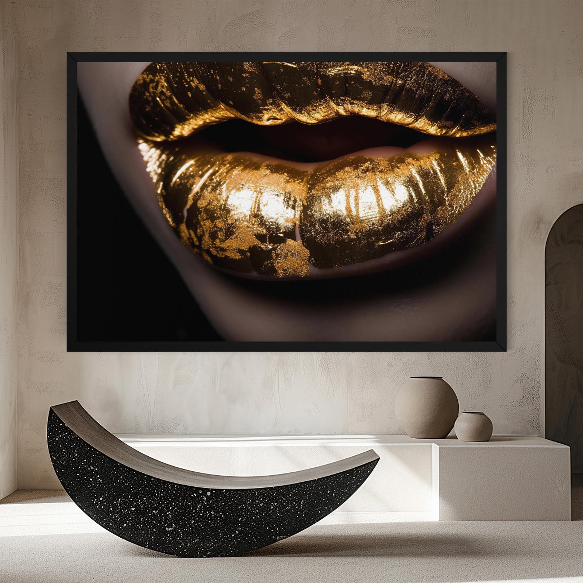 Tablou Canvas Big Gold Lips mockup 8