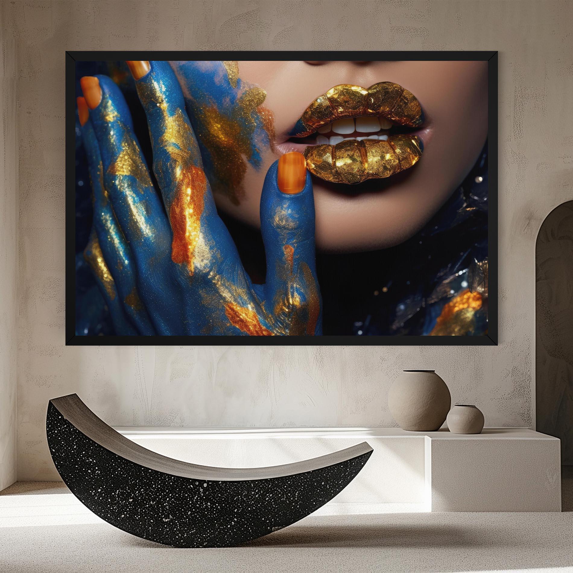 Tablou Canvas Blue Hand Lips mockup 8