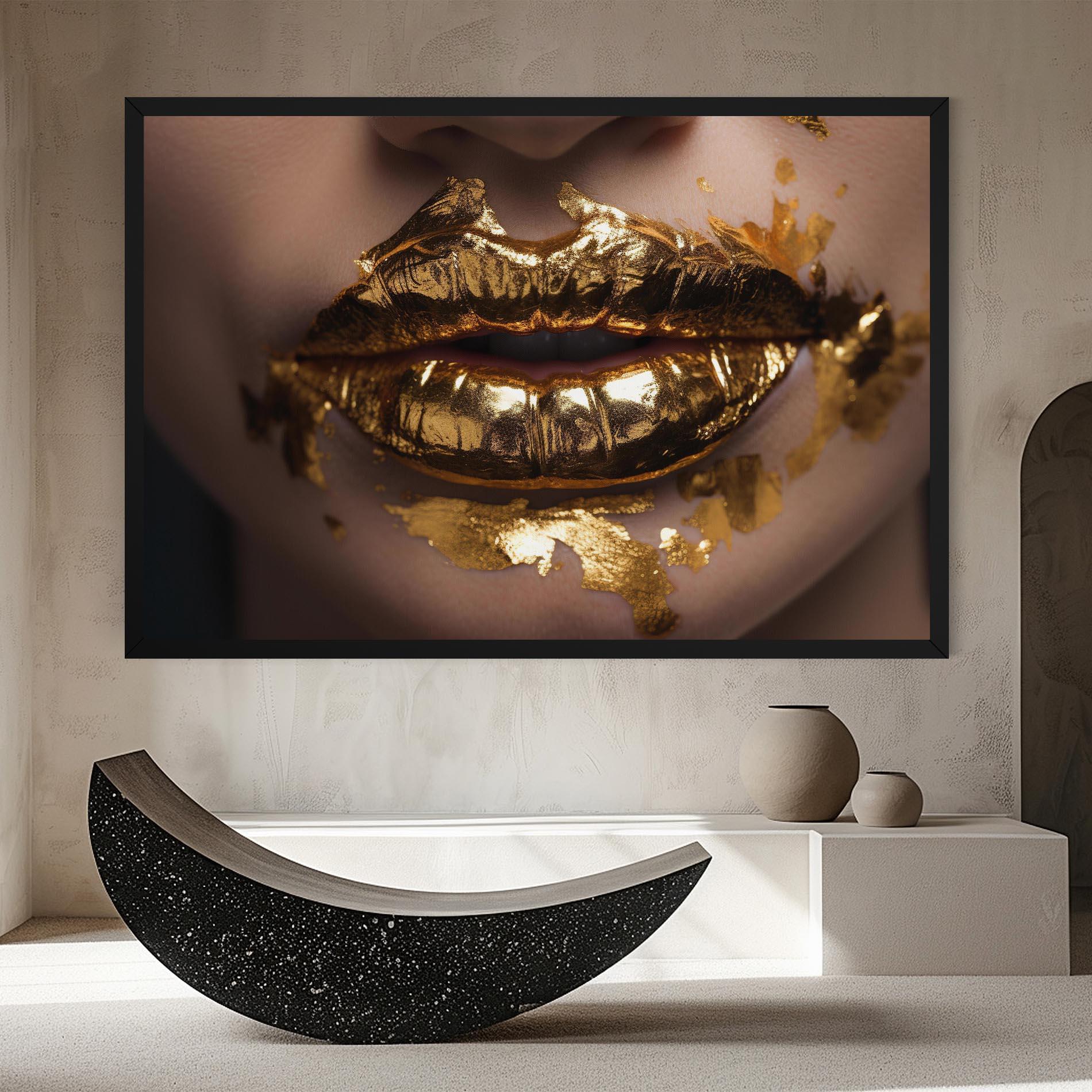 Tablou Canvas Close Gold Lips mockup 8