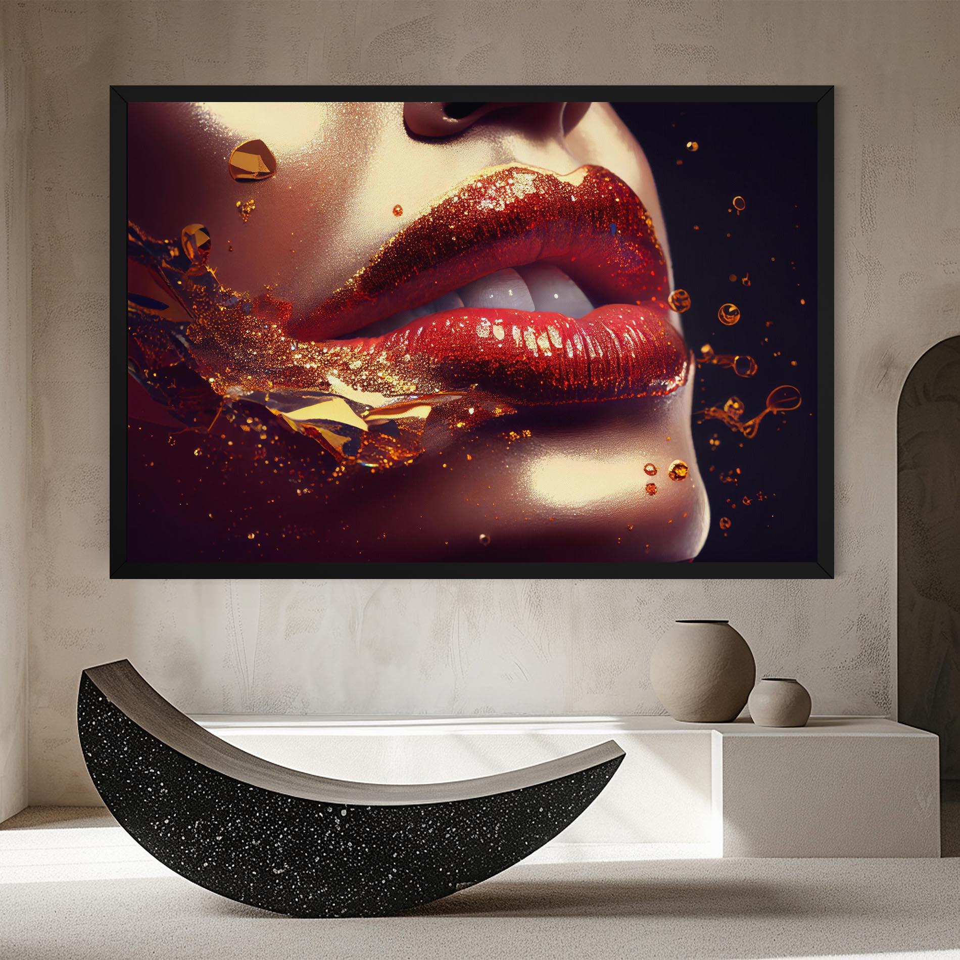 Tablou Canvas Gold Glitter Lips mockup 8