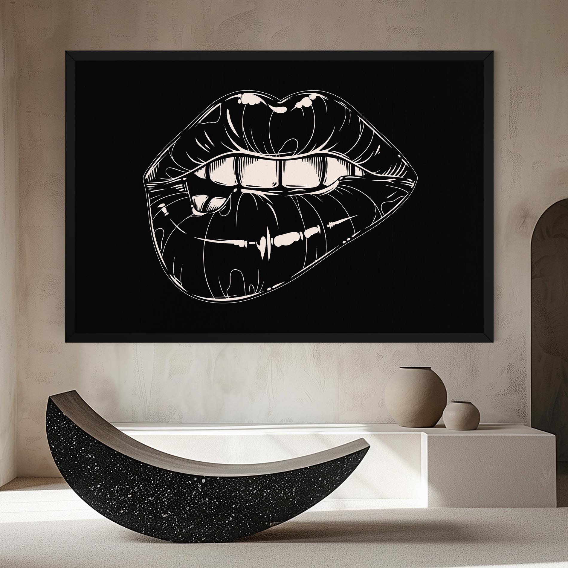 Tablou Canvas Juicy Lips On Black mockup 8