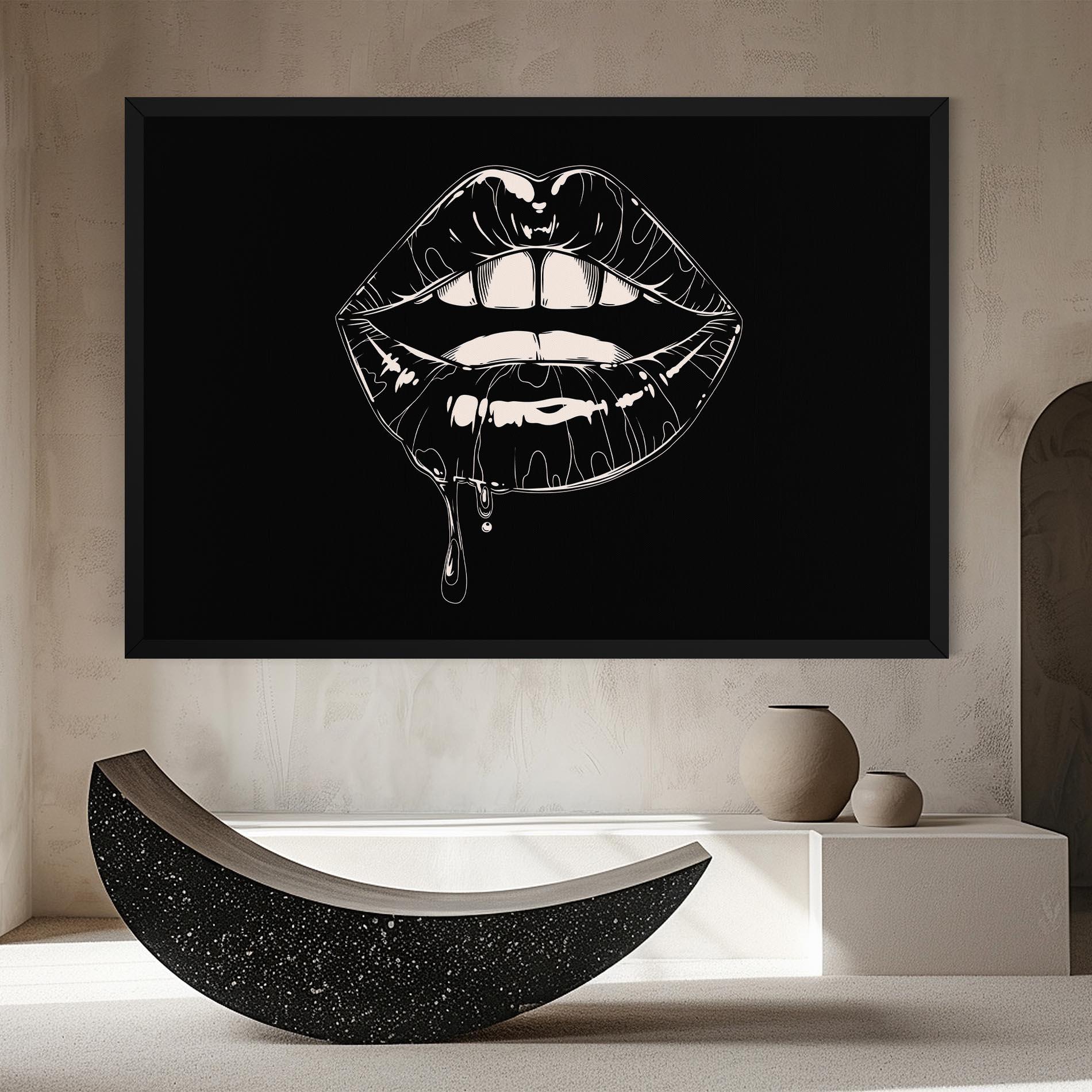 Tablou Canvas Open Lips On Black mockup 8