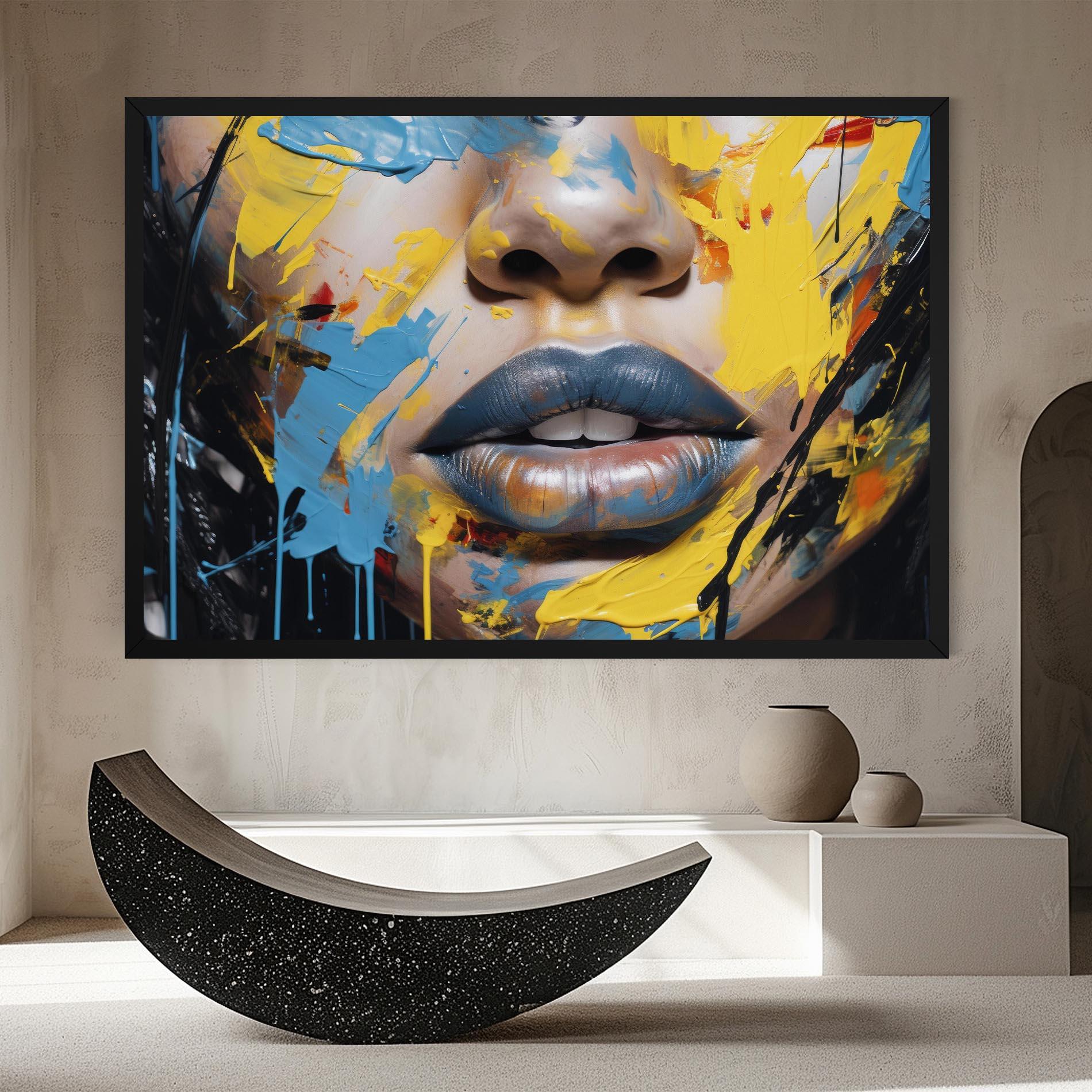 Tablou Canvas Yellow Blue Lips Art mockup 8