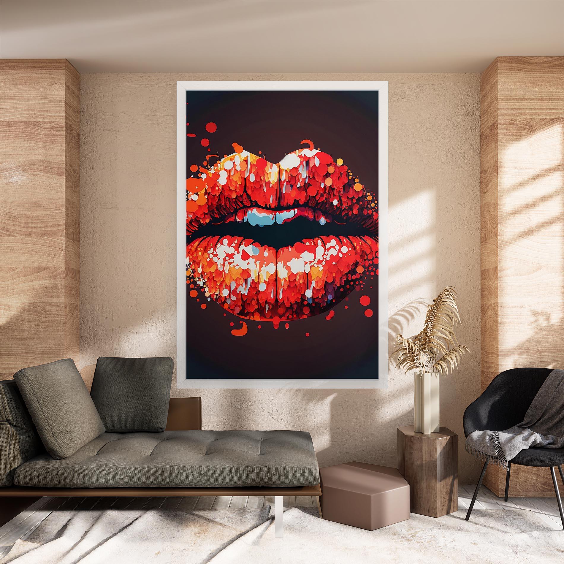 Tablou Canvas Red Lips With Word Lips It mockup 8