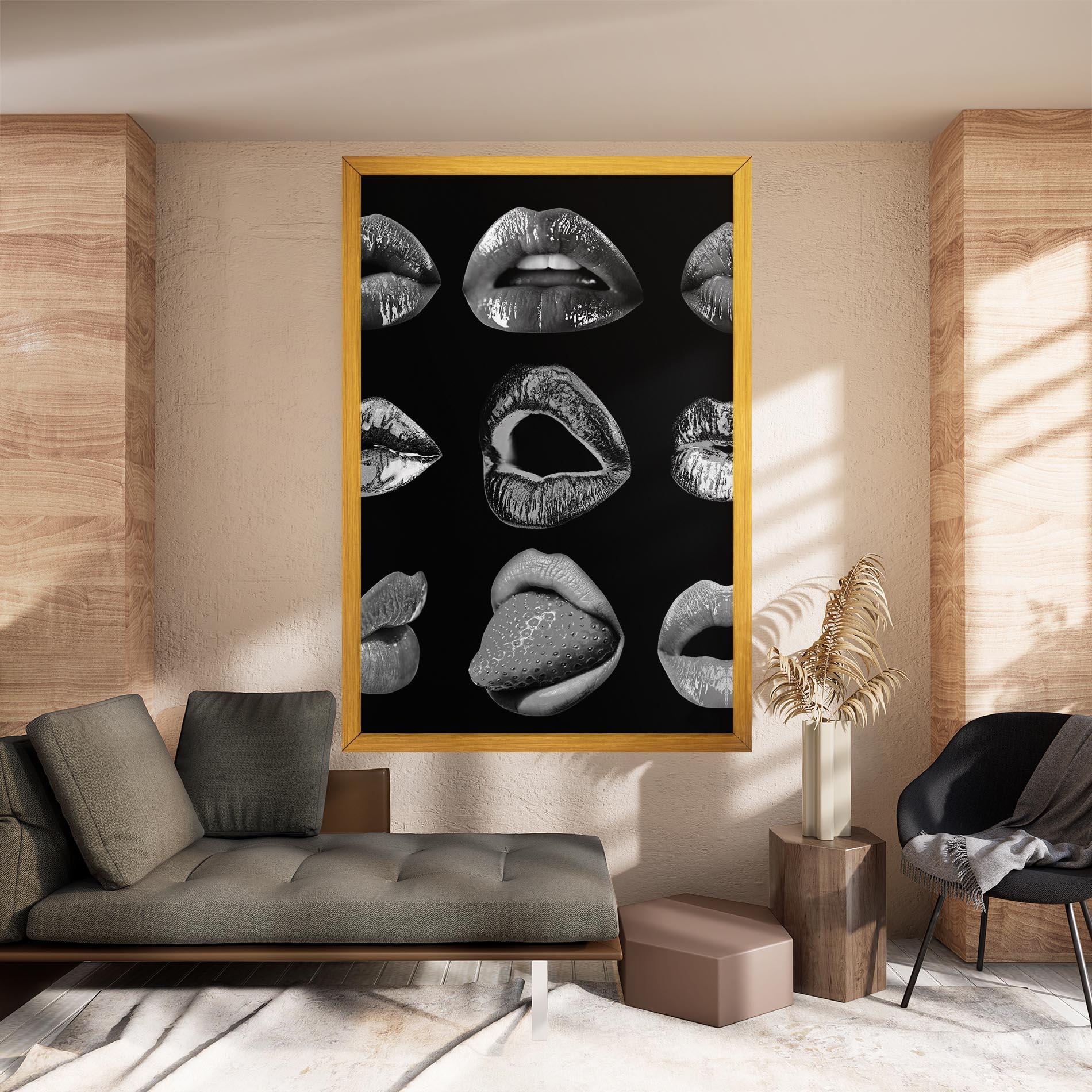 Tablou Canvas Grey Lips Collage mockup 8