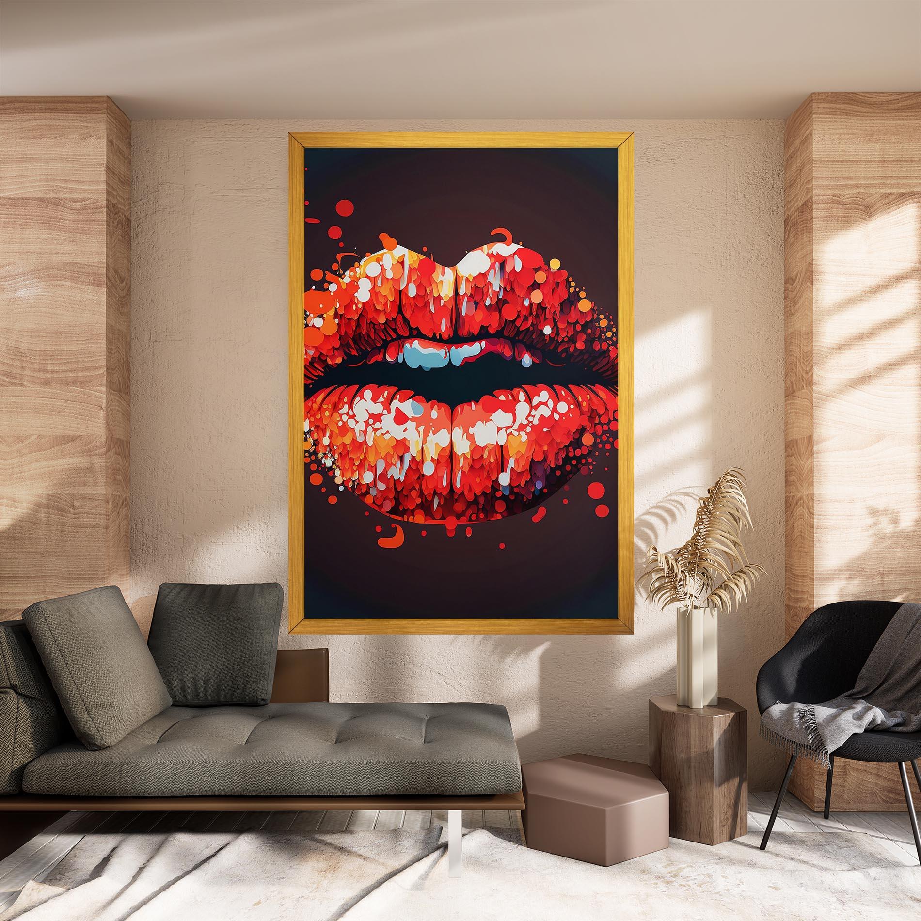 Tablou Canvas Red Lips With Word Lips It mockup 8