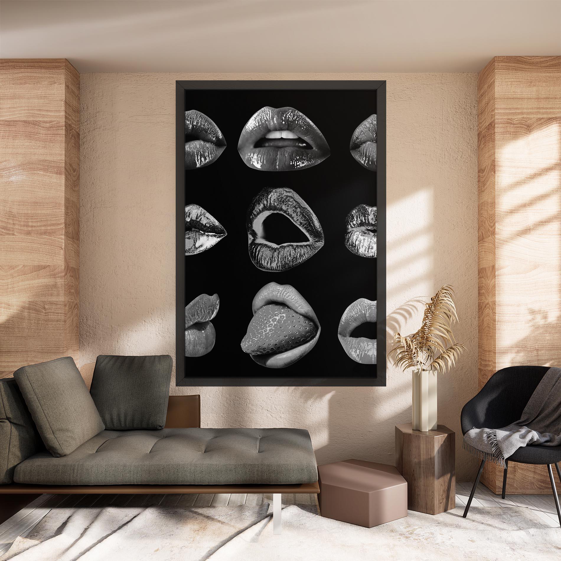 Tablou Canvas Grey Lips Collage mockup 8