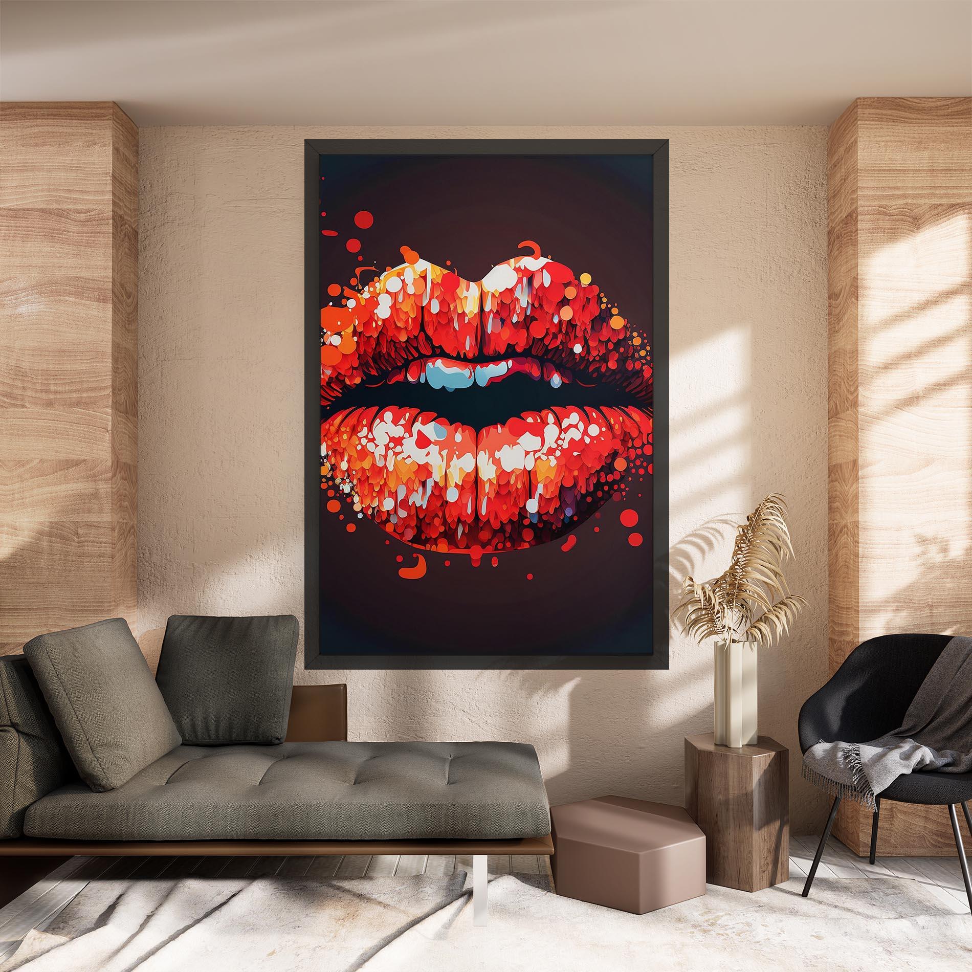 Tablou Canvas Red Lips With Word Lips It mockup 8