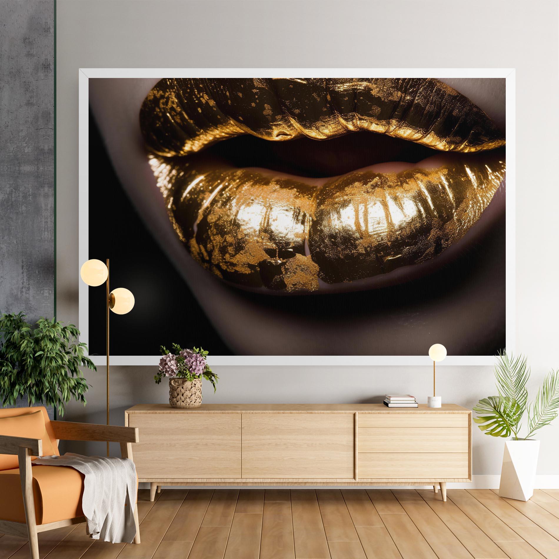 Tablou Canvas Big Gold Lips mockup 9