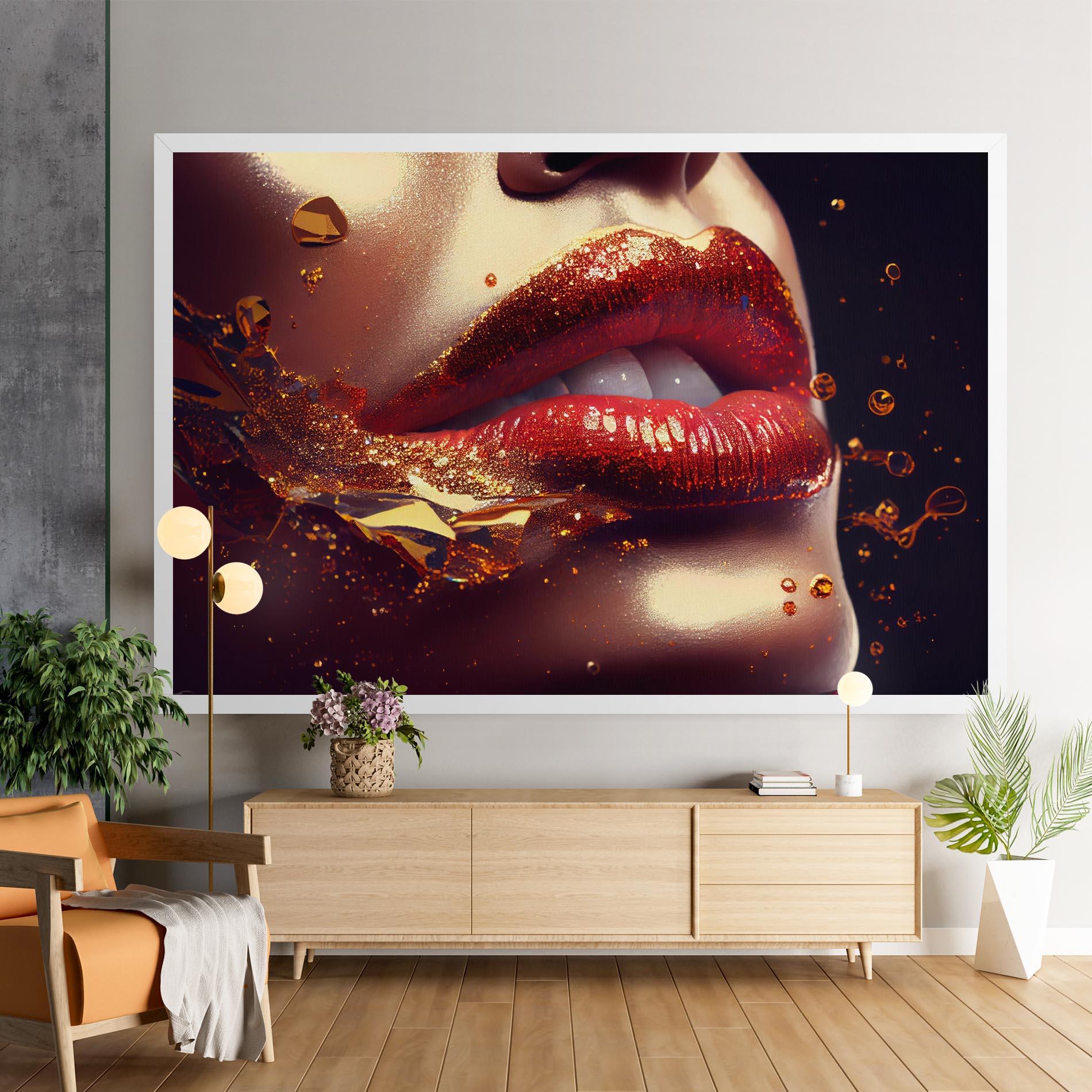 Tablou Canvas Gold Glitter Lips mockup 9