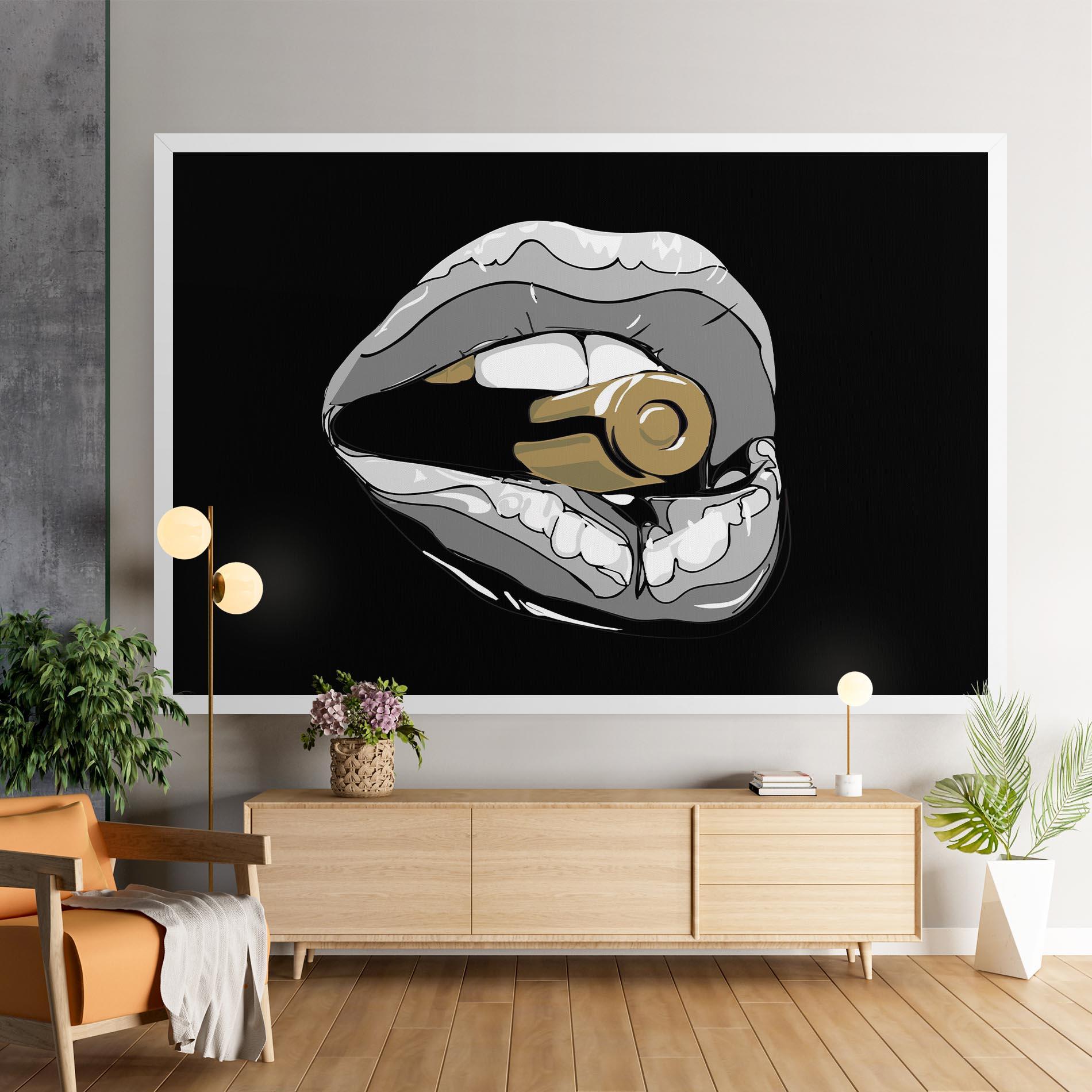 Tablou Canvas Grey Bullet Lips mockup 9