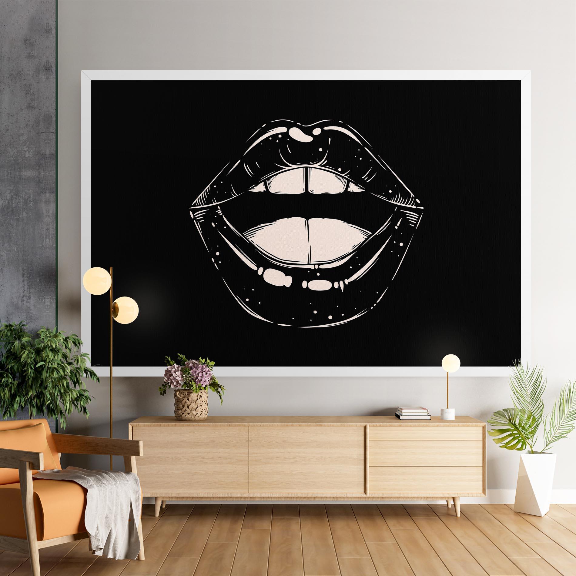 Tablou Canvas Lips On Black mockup 9