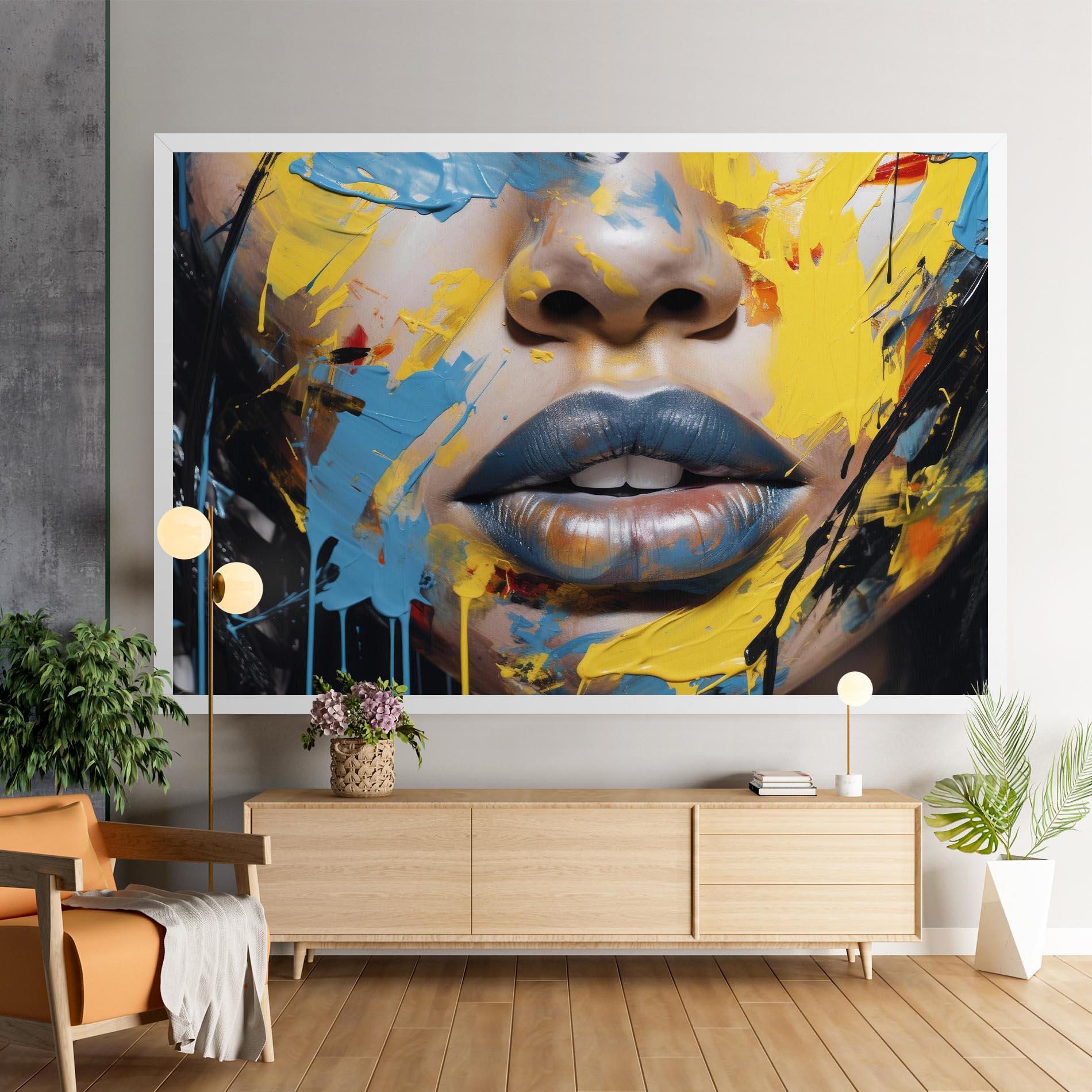 Tablou Canvas Yellow Blue Lips Art mockup 9
