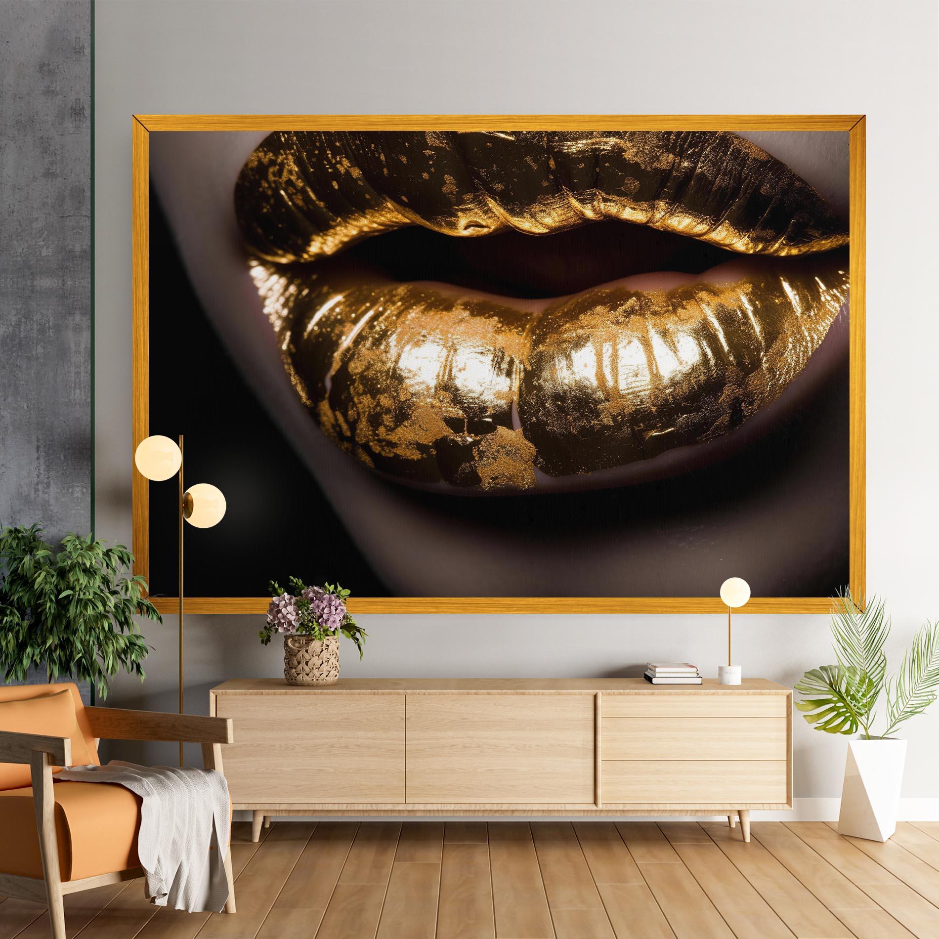 Tablou Canvas Big Gold Lips mockup 9